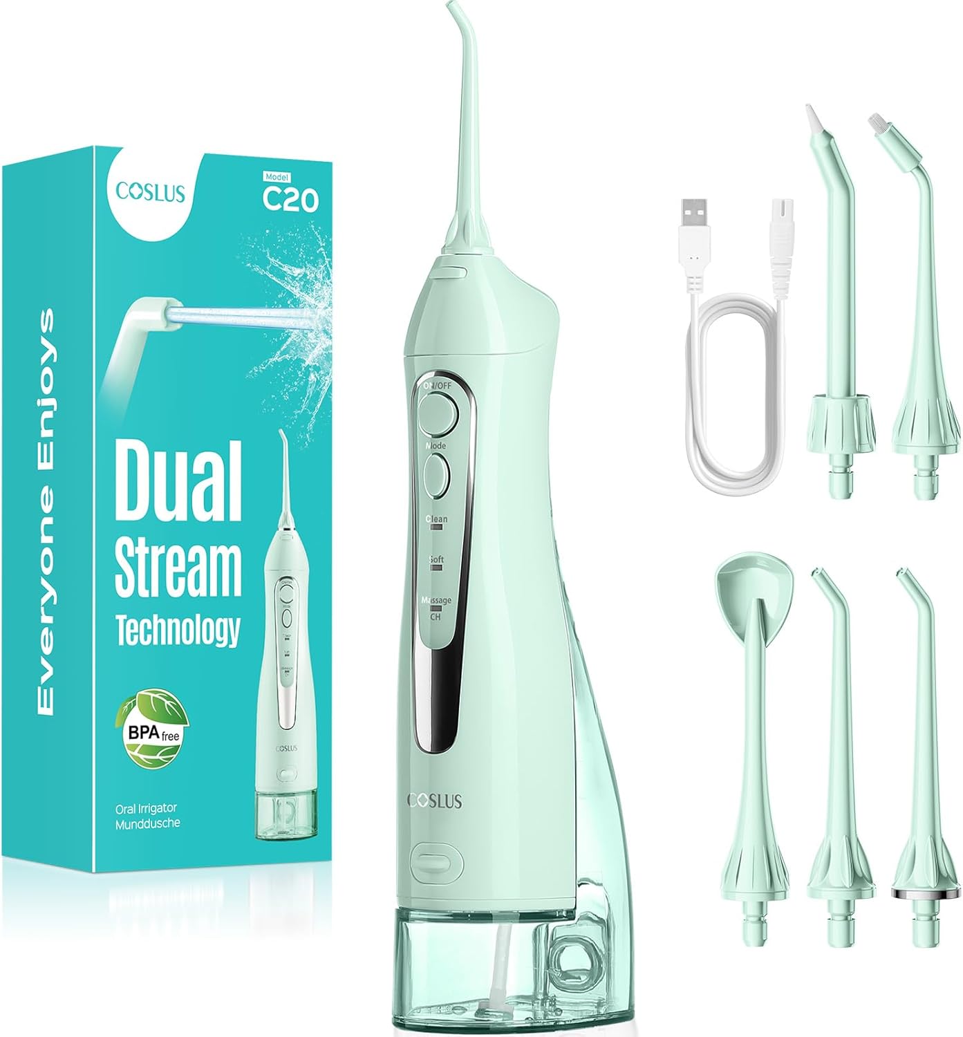 COSLUS Water Dental Flosser Teeth Pick: 2025 Upgraded Portable Cordless Waterpro...