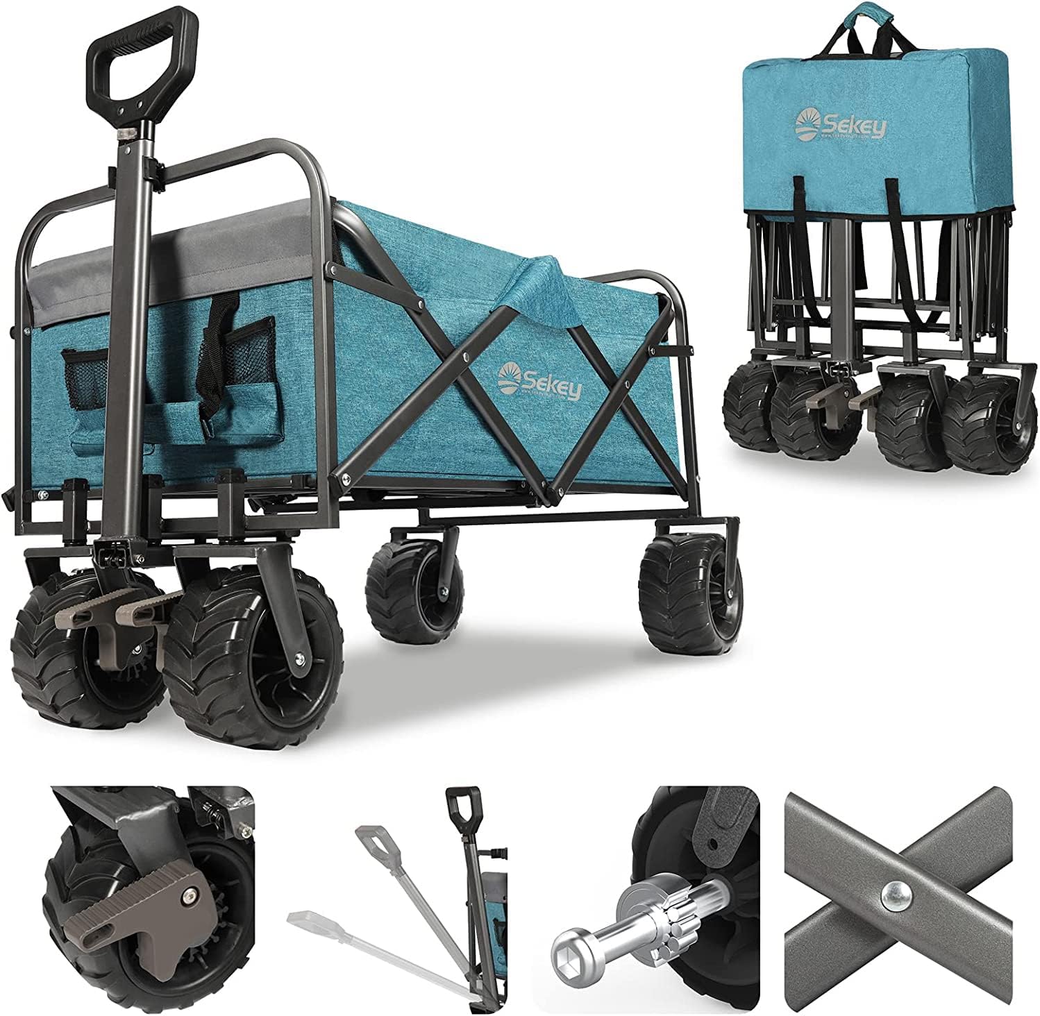 Sekey Folding Festival Trolley with Wide All-Terrain Wheels, 440LB Large Load Ca...