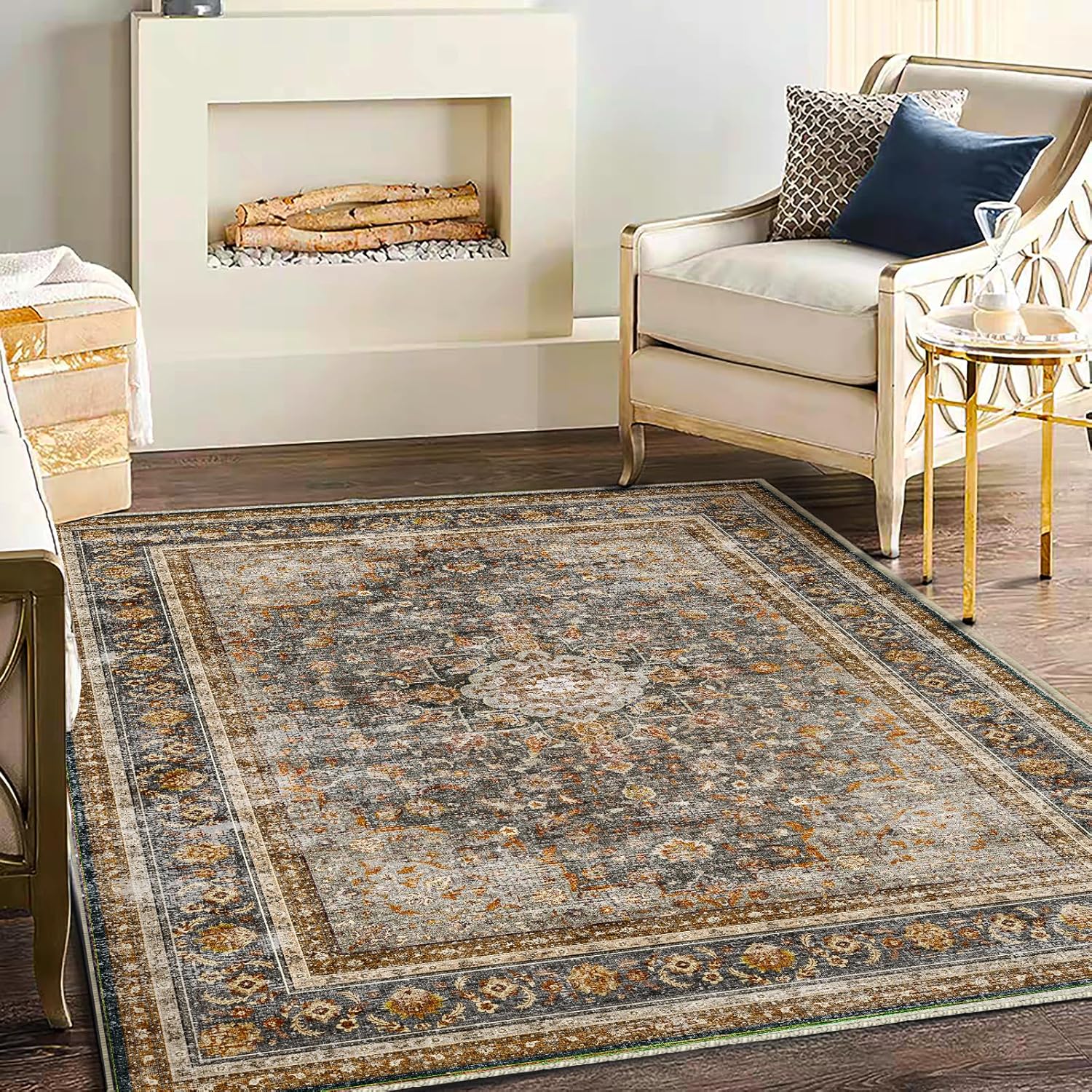 Stylish Area Rug 5'x7', Unique Washable Rug for Traditional Floor, Affordable Th...