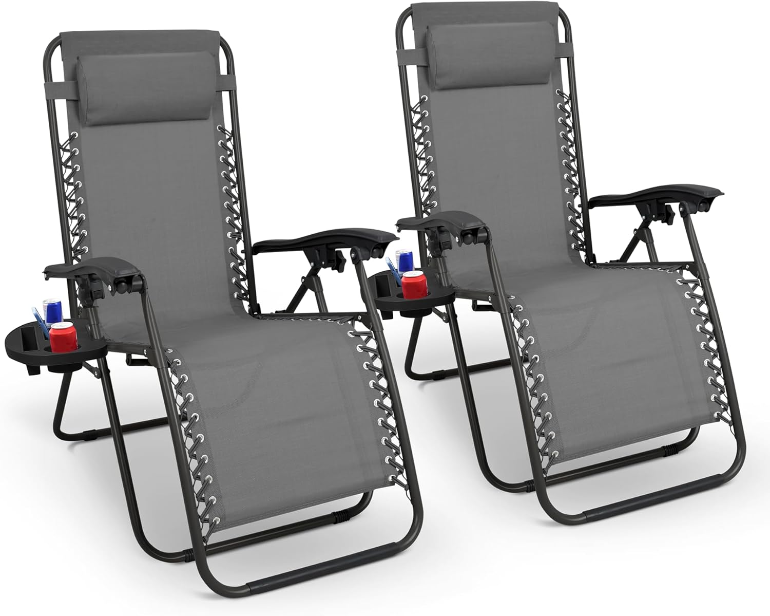 Keplin Gravity Chairs 2 Pack - Adjustable Reclining Zero Gravity Lounger for Gar...