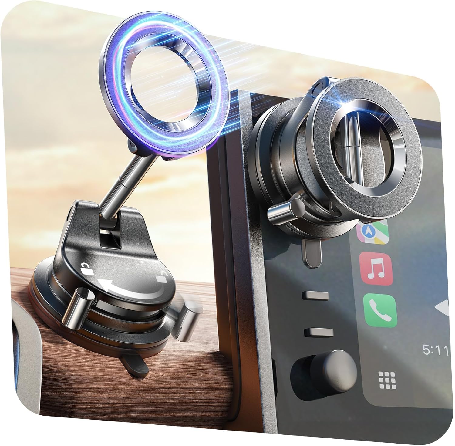 LISEN for Magsafe Car Mount Vacuum Magnetic Phone Holder Car [95% Surface Adsorp...
