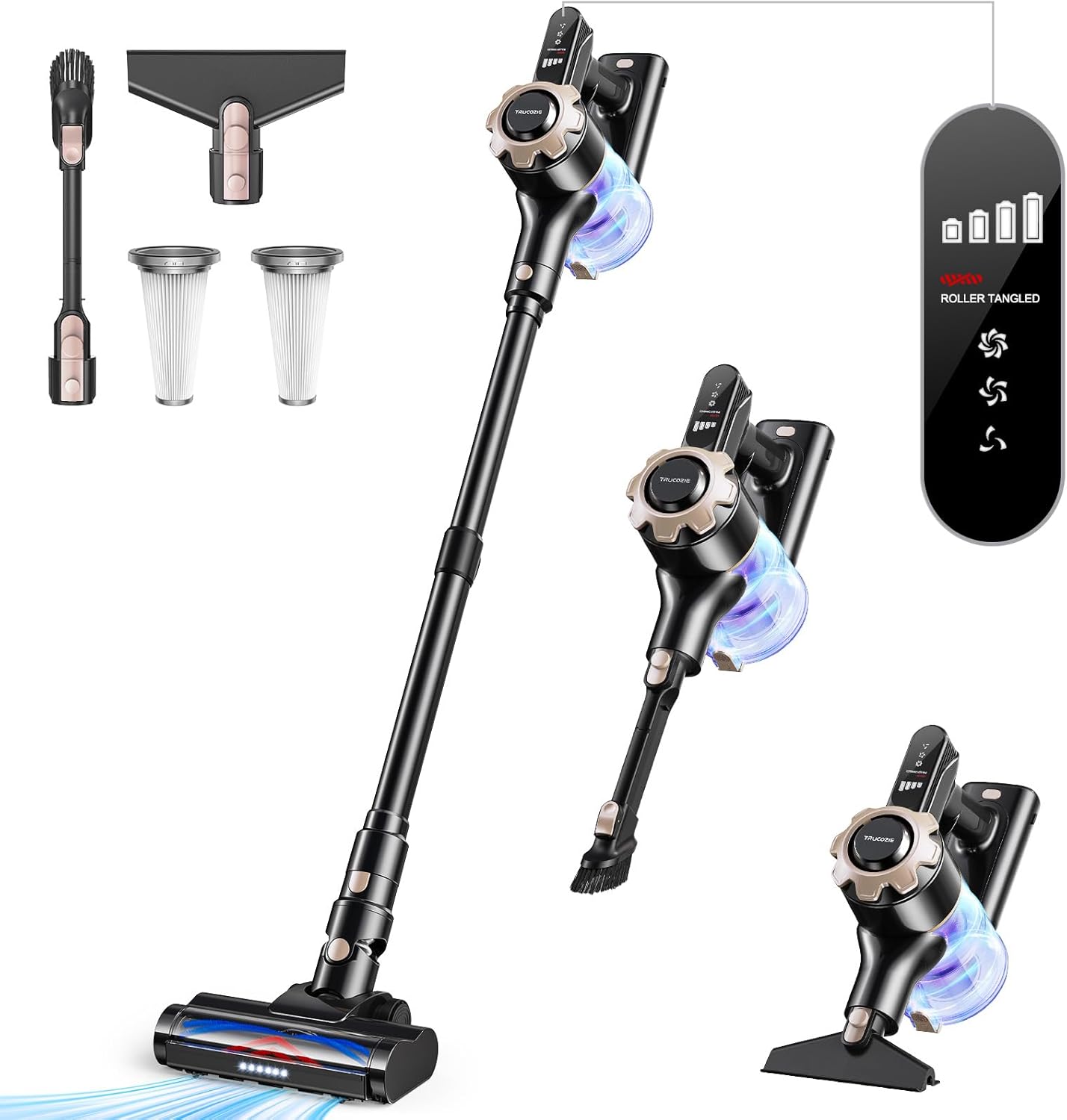 Cordless Vacuum Cleaner, 8-in-1 Lightweight Stick Vacuum with 45mins Runtime, Po...