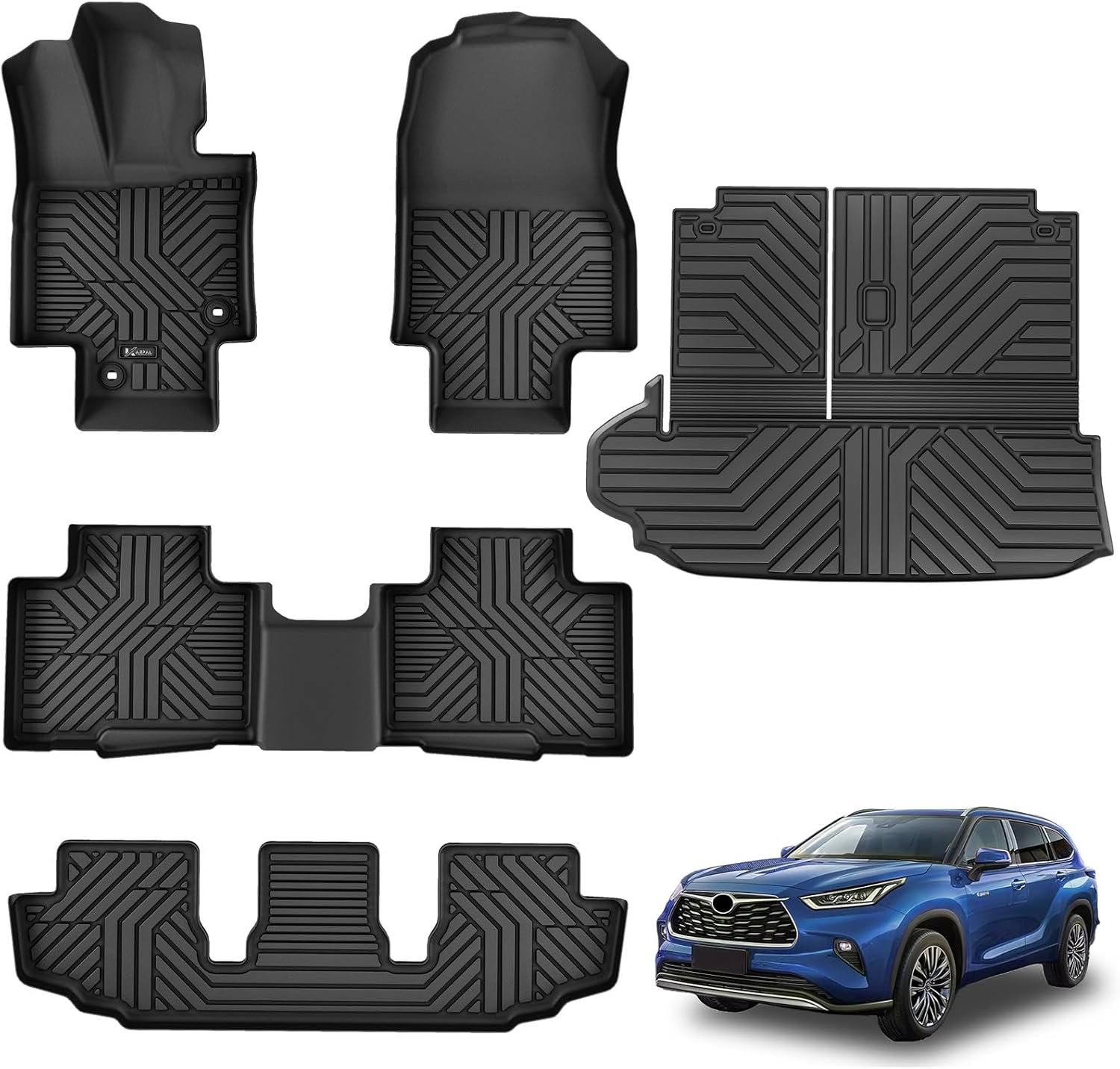 KARPAL Floor Mats, Special Custom Fit Floor Liners for Toyota Highlander 2020-20...