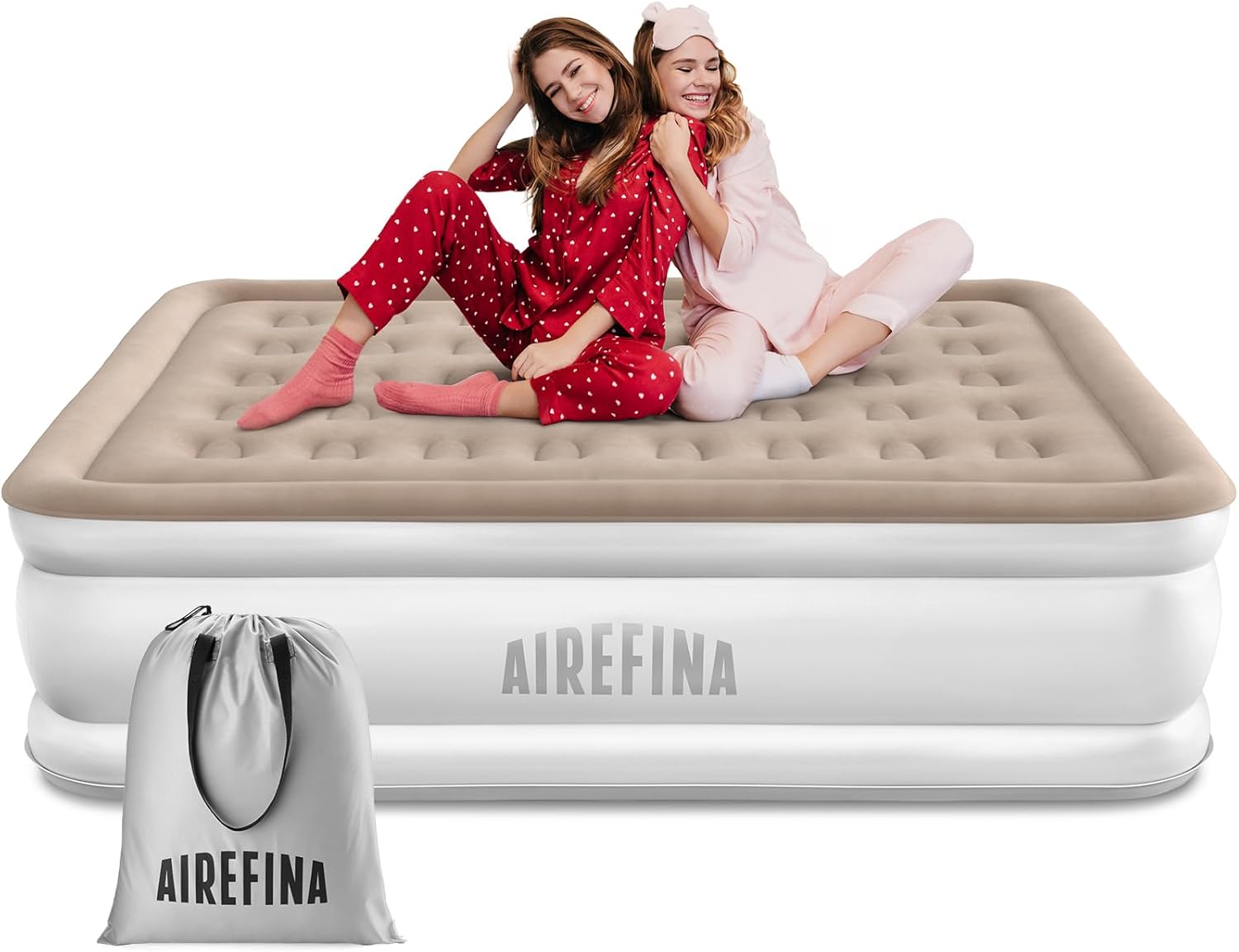Airefina King Air Bed, Inflatable Mattress with Built in Pump, Blow up Bed in 3...