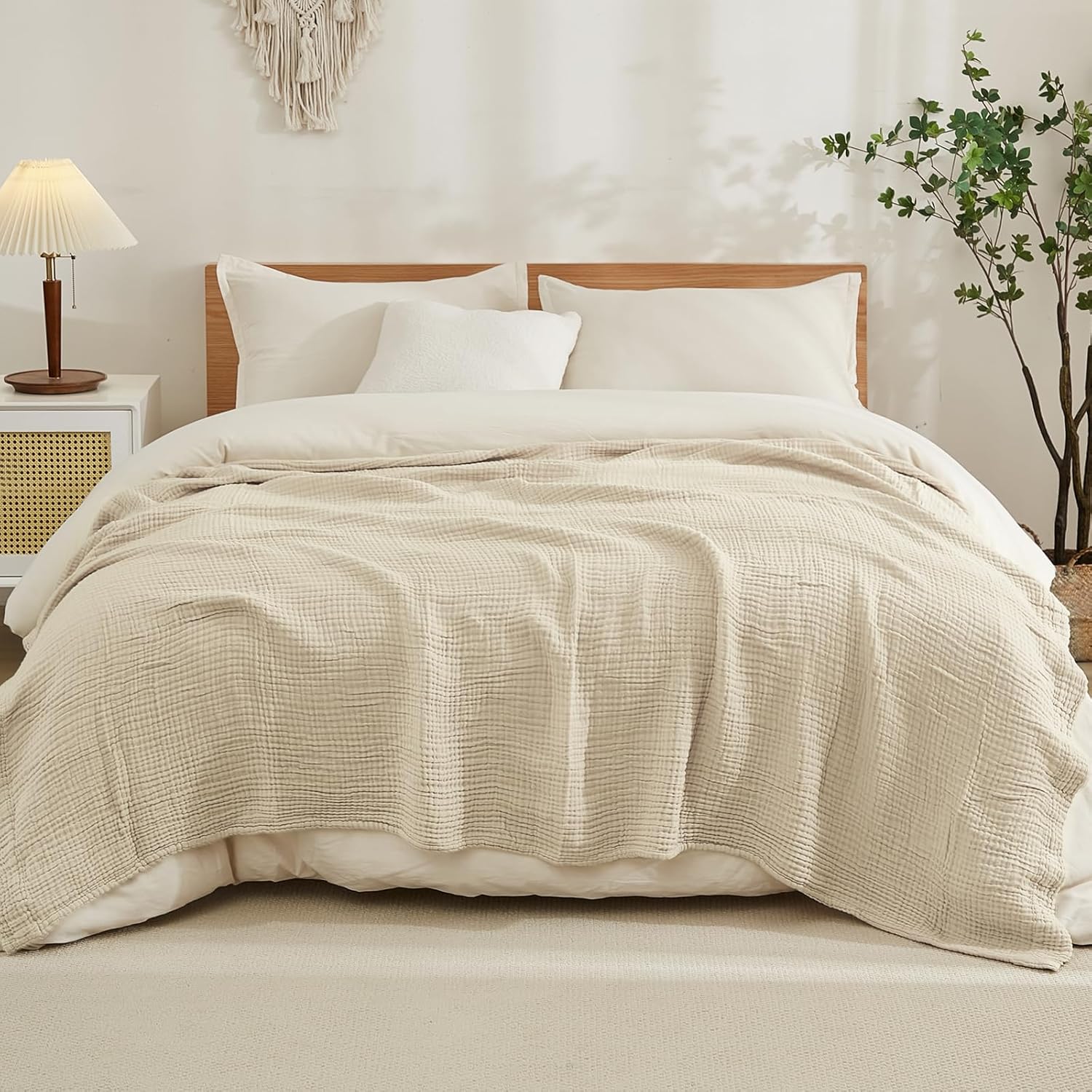Premium EMME Cotton Blanket, Luxurious King Size Blanket for Bed, Soft Muslin Bl...