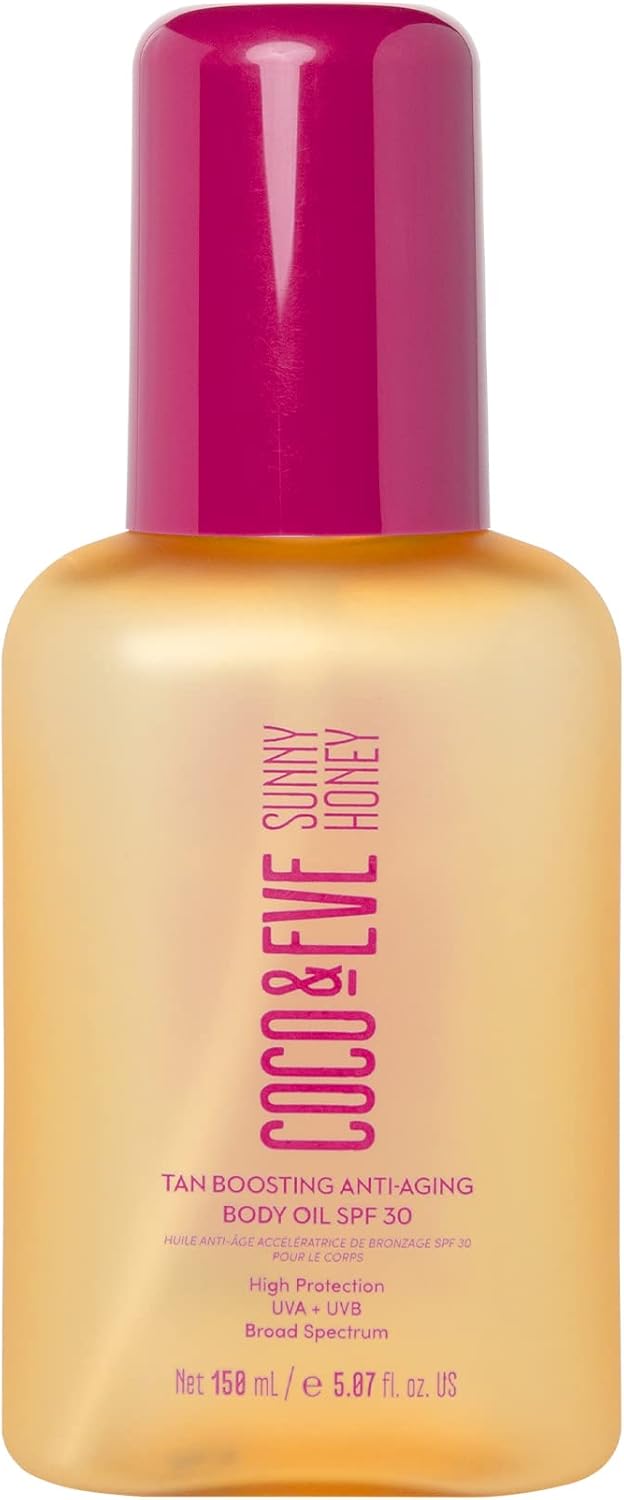 Coco & Eve Tan Boosting Anti-Aging Body Oil SPF30 - Tanning Accelerator Spray, U...