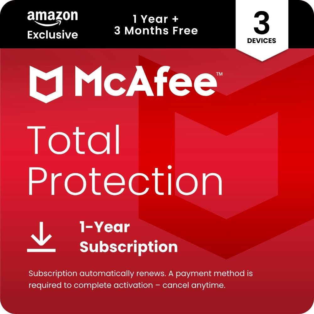 McAfee Total Protection 3-Device 2025| 15-Months|Antivirus, Scam Protection, Sec...