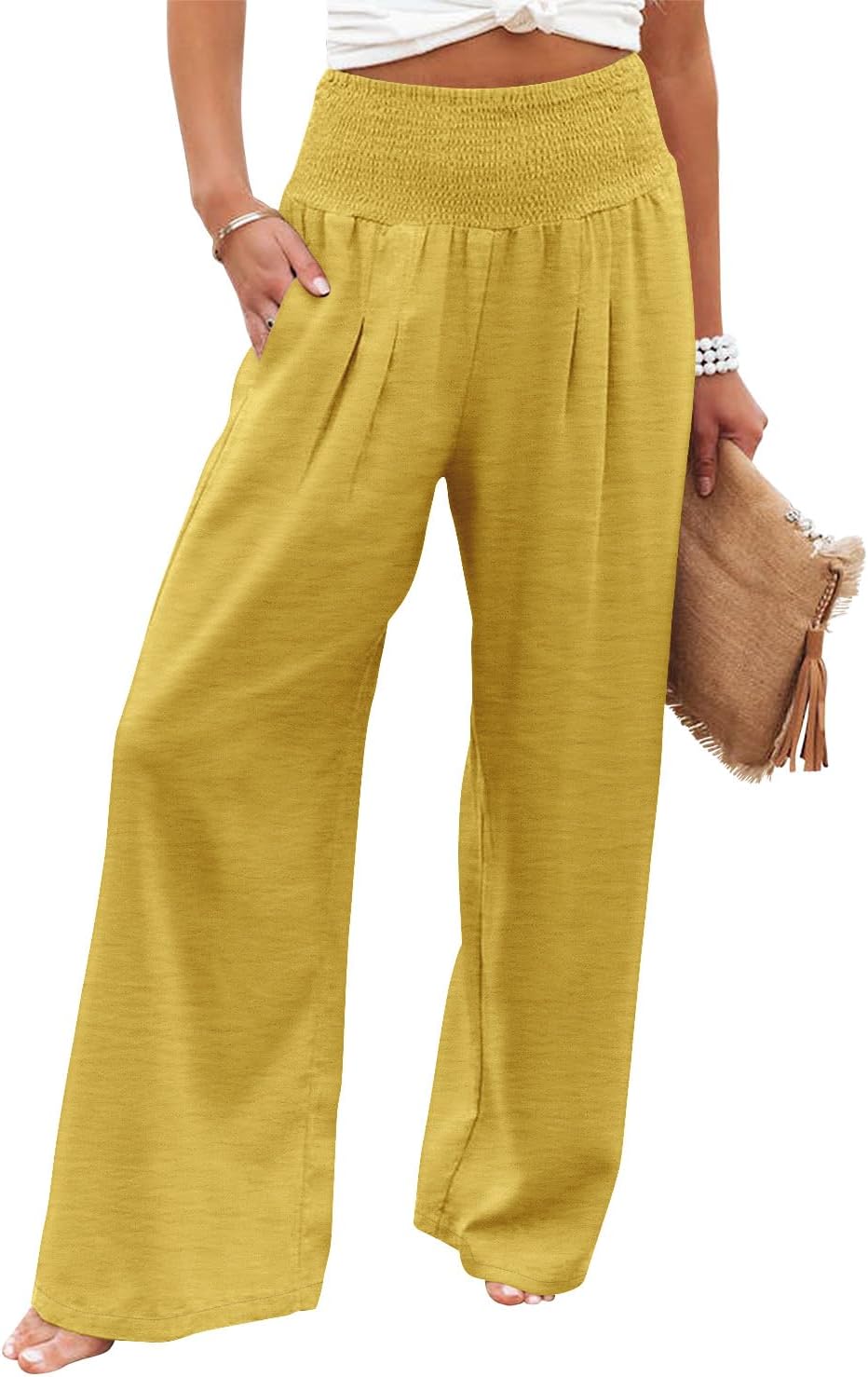 Stylish Angerella Women's Palazzo Pants, Unique Elastic High Waisted Lounge Pant...