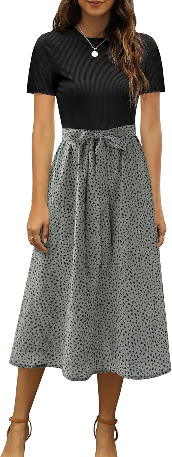 Zattcas Women 2025 Summer Dress, Special Summer Dress for Short Sleeve Ribbed De...