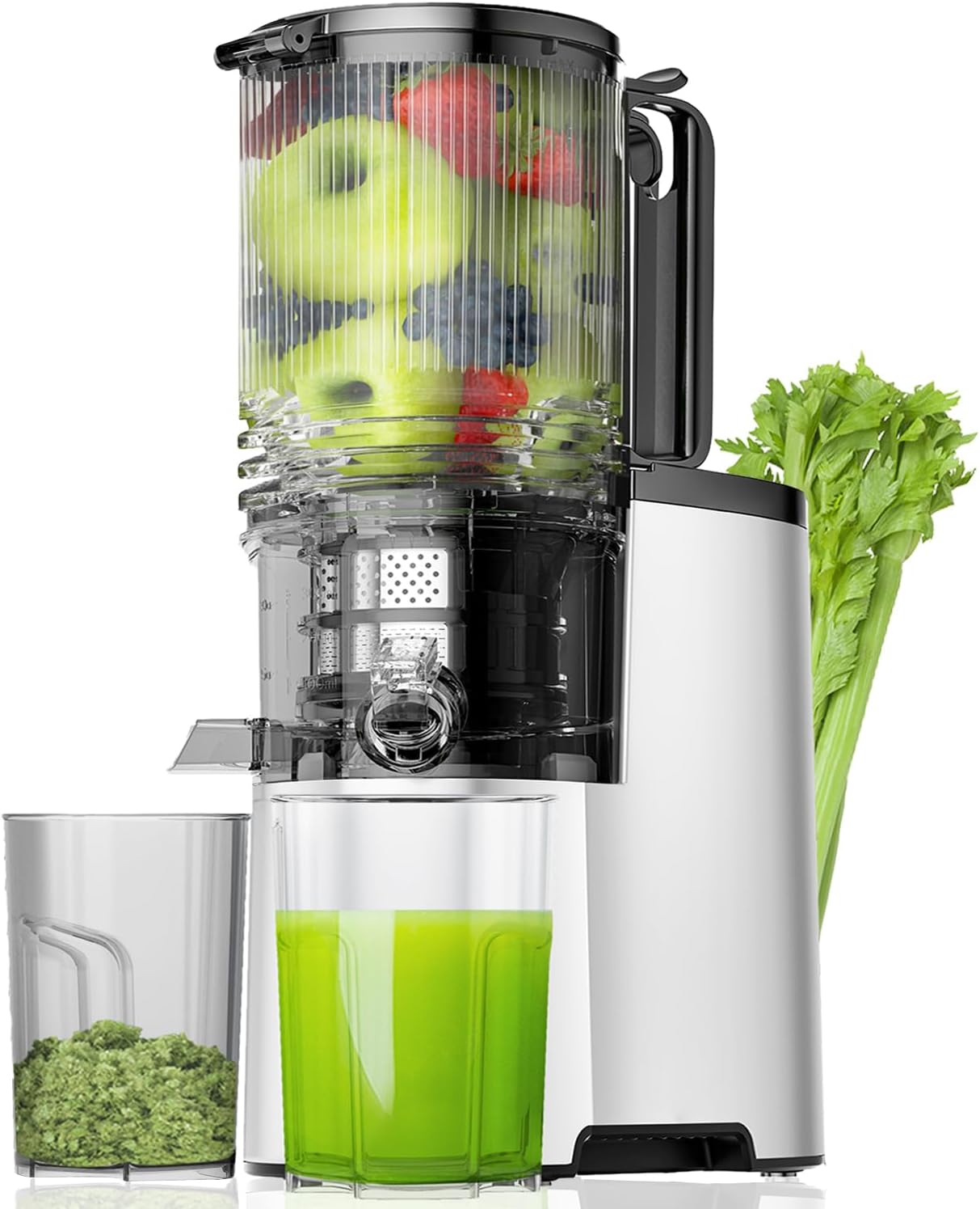 Cold Press Juicer, 5.3" Wide Feed Chute Juice Extractor Machine with 400W, High...