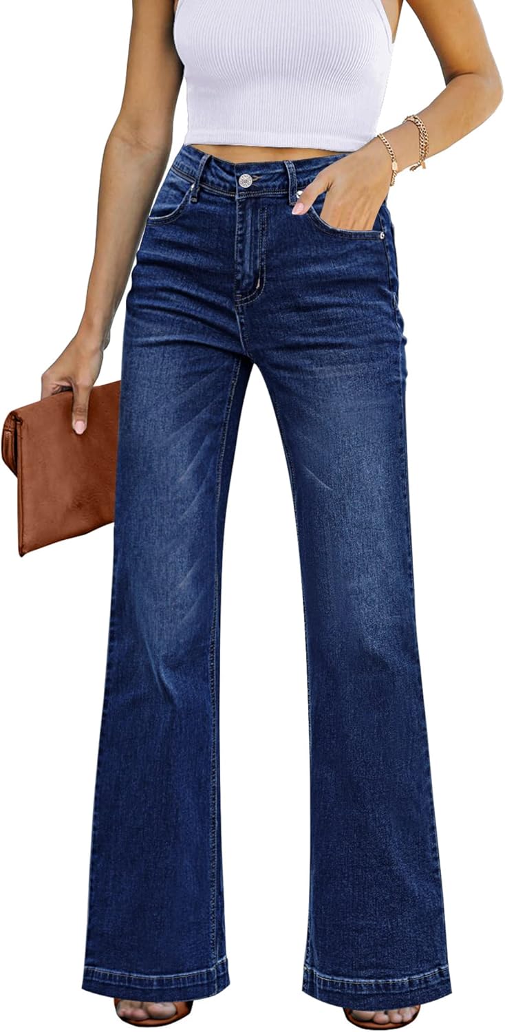 Unique GRAPENT Womens Flare Jeans, Special High Waisted Wide Leg Baggy Jean, Inn...