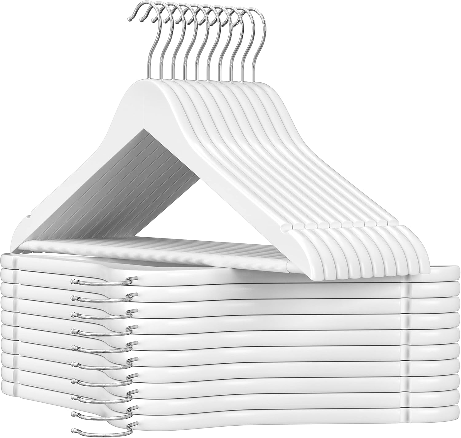 Premium SONGMICS Wooden Hangers, Exclusive Clothes and Coat Hangers Set, High-Qu...