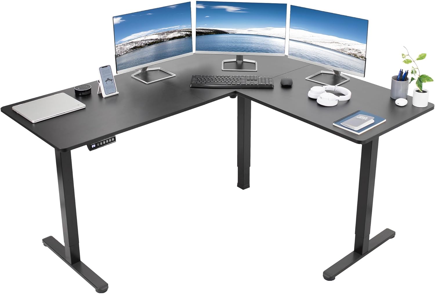 VIVO Electric Corner L-Shaped 63 x 55 in Standing Desk, Memory Height Adjustment...