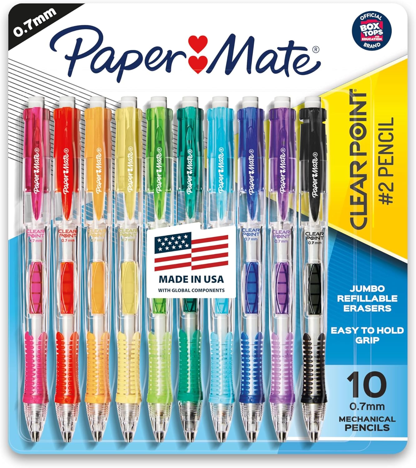 Paper Mate Clearpoint Mechanical Pencils, 0.7mm HB #2 Pencil Lead, 2 Pencils, As...