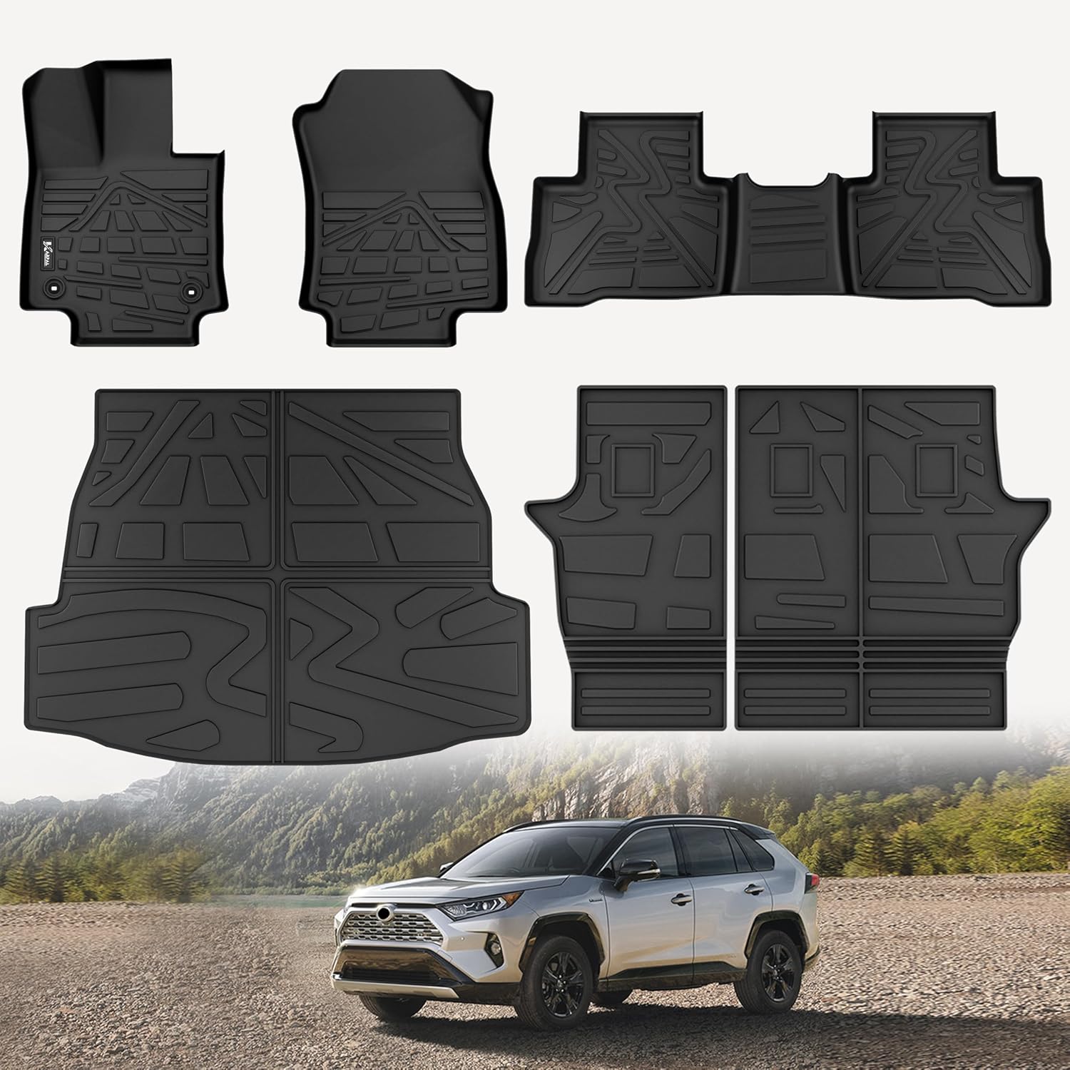 KARPAL Floor Mats Fit Toyota Rav4 2025 2024-2019 (Include Hybrid) All Weather Cu...