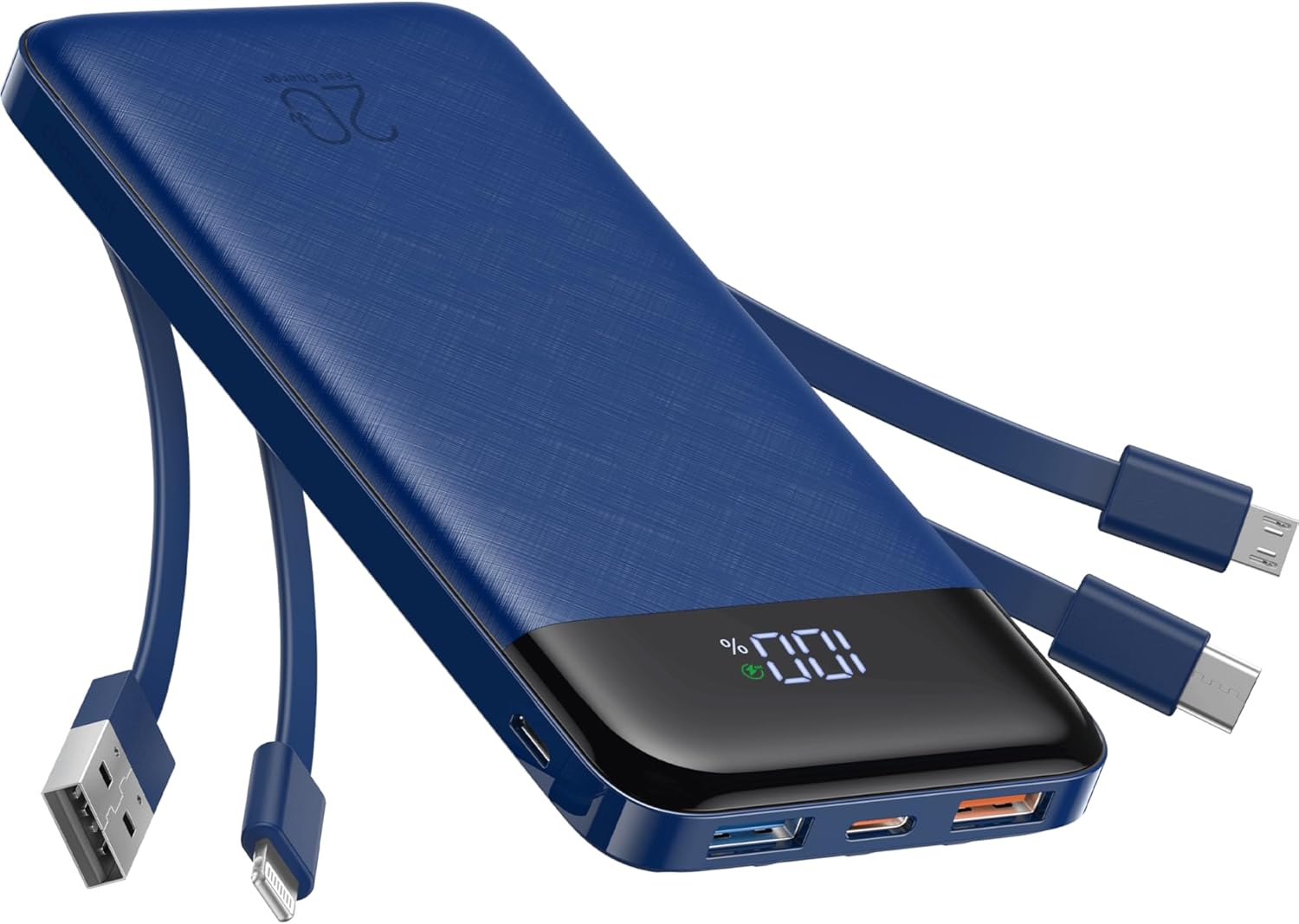 Charmast Power Bank, 20,000mAh Built-in 4 Cables Portable Charger, 20W Fast Char...