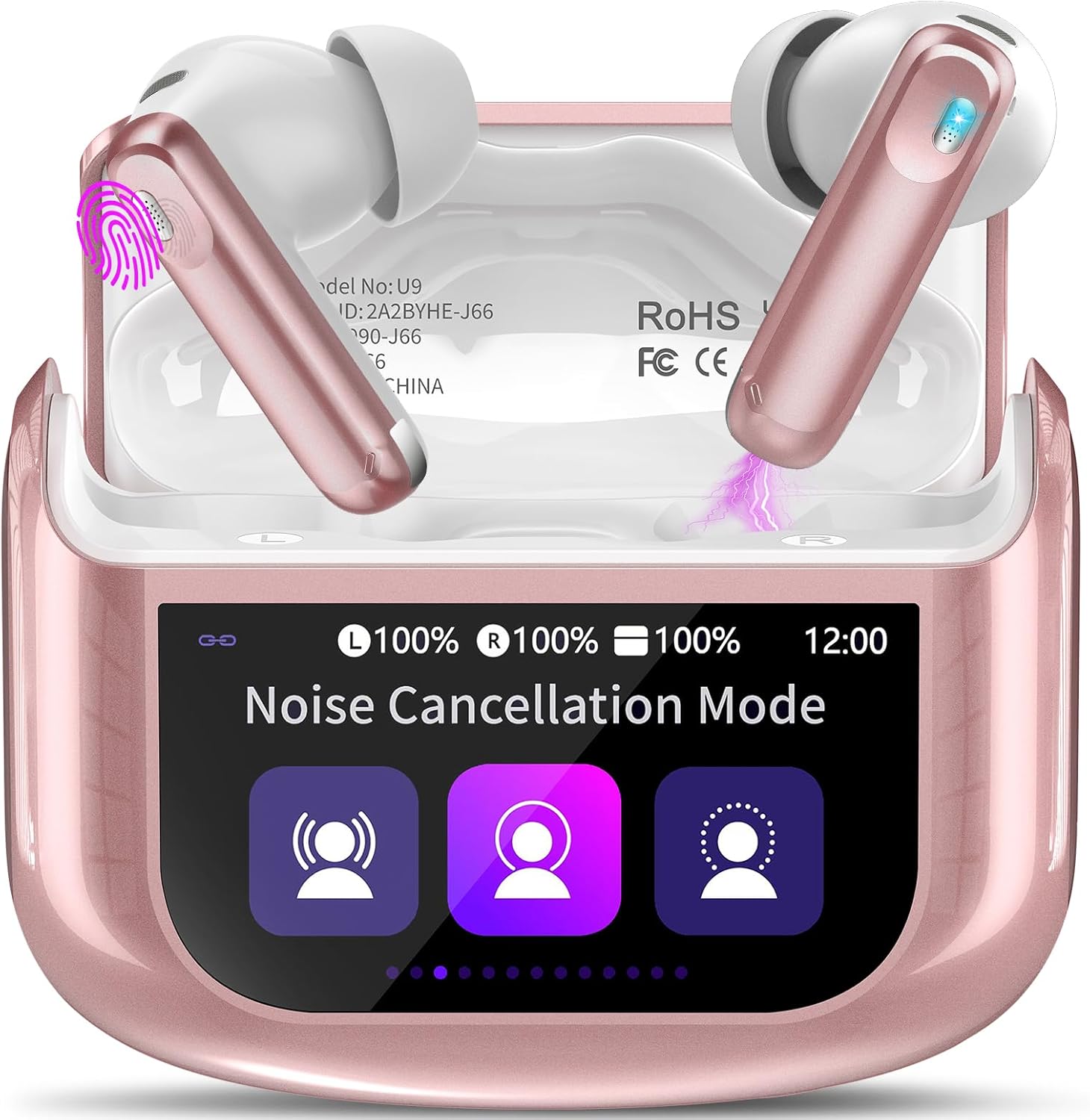 Thunelec Wireless Earbuds, Premium Bluetooth 5.4 Headphones with Smart Touch Scr...