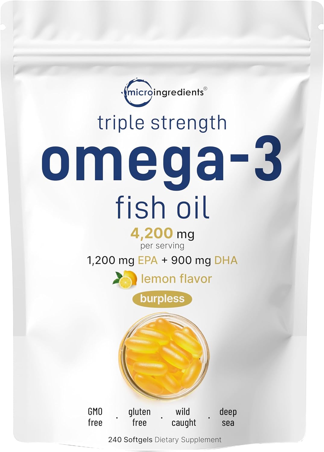 Micro Ingredients Triple Strength Omega 3 Fish Oil Supplements 4200mg Per Servin...