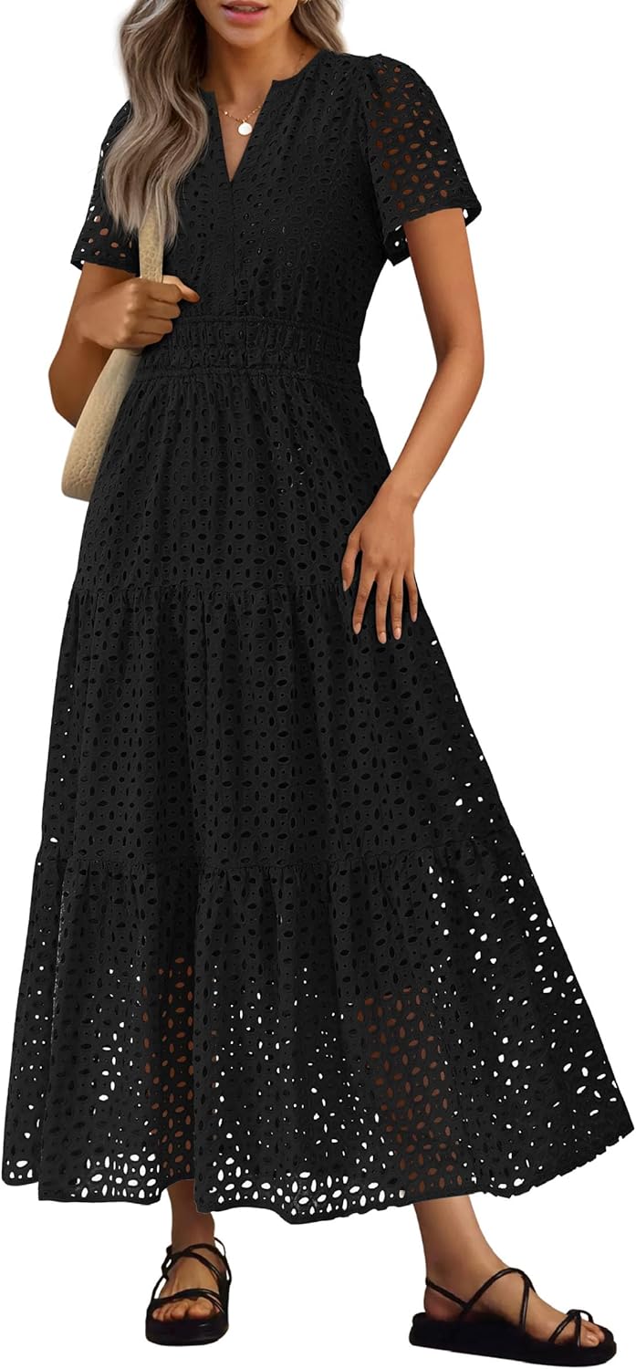 PRETTYGARDEN Womens Dress, Exclusive Summer Maxi Dress for 2025, Elegant V Neck...