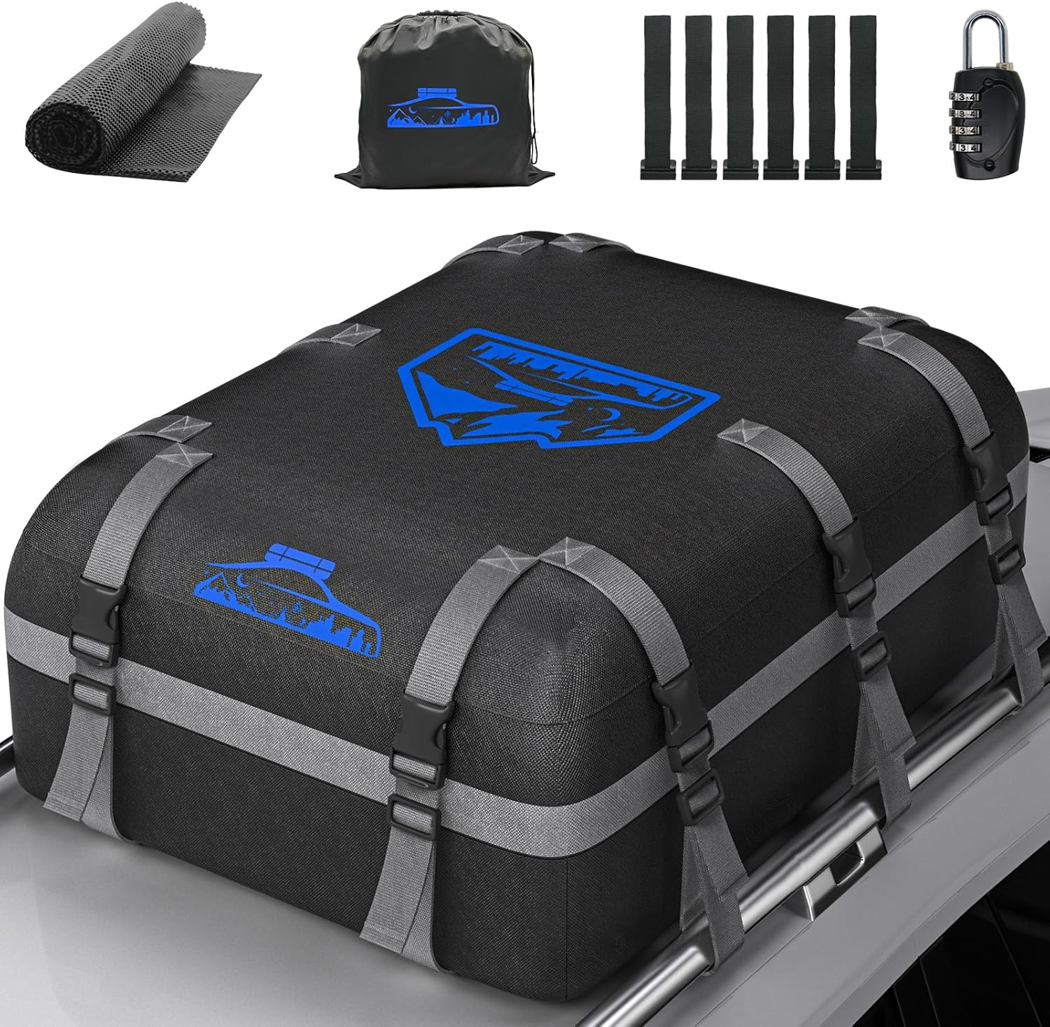 BOYUJK Car Roof Bag 20 Cubic/566 L, Waterproof 1000D Car Roof Bag no Rack Needed...