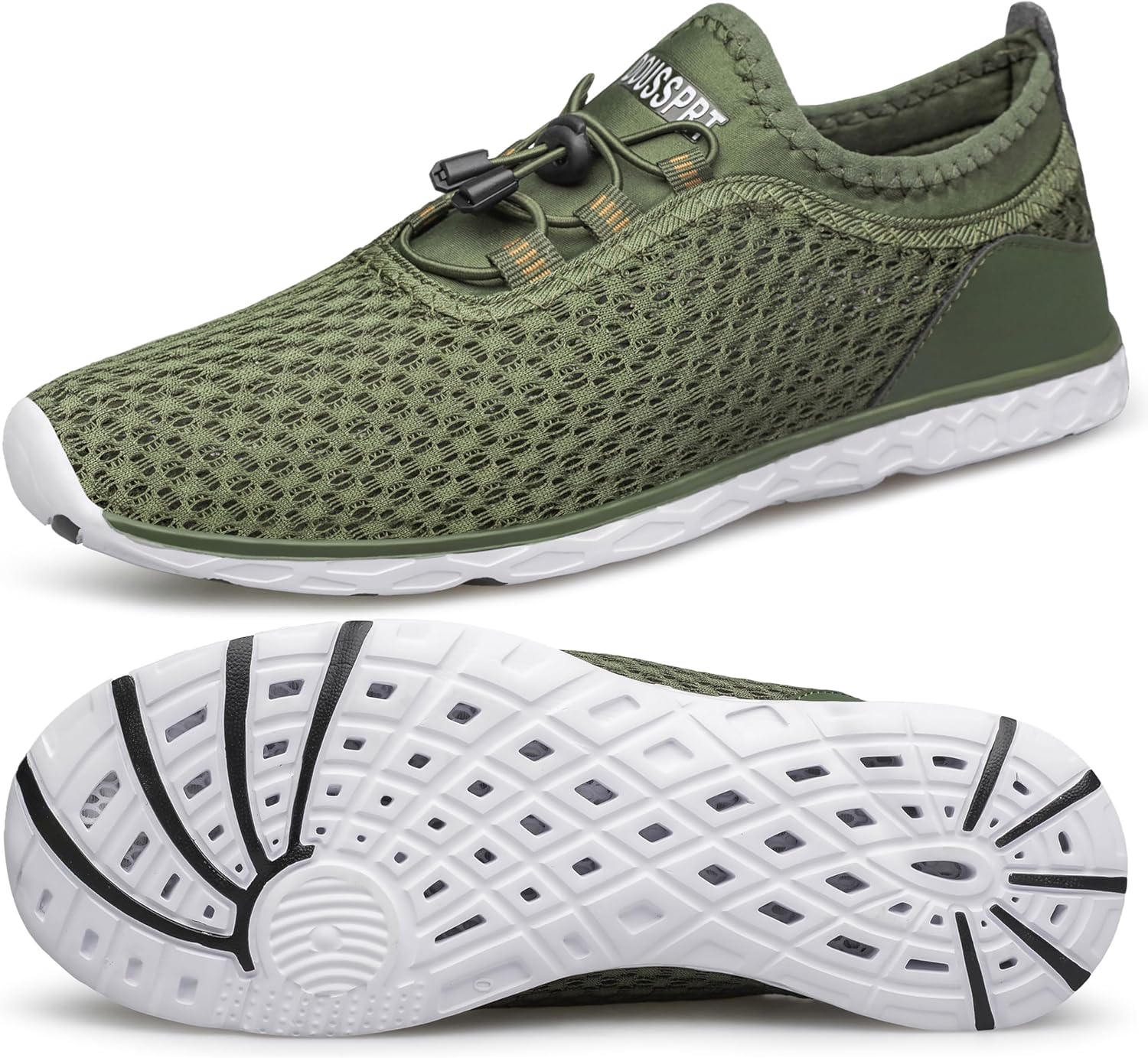 DOUSSPRT Men's Water Shoes Quick Drying Sports Aqua Shoes 10 Armygreen/White