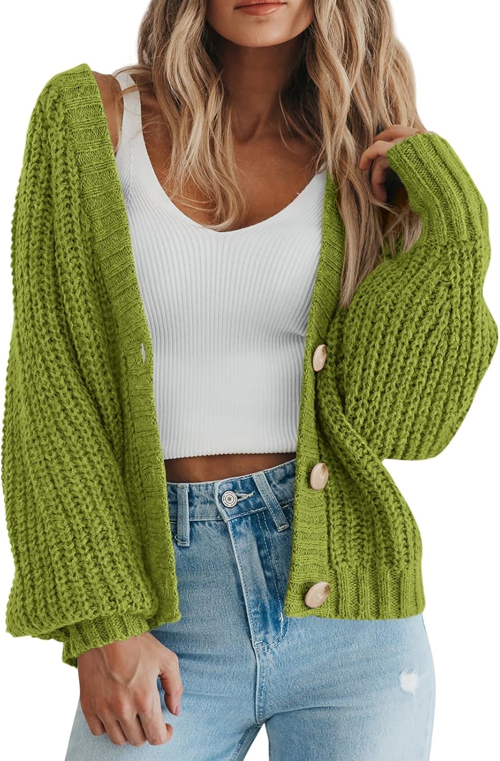 Stylish PRETTYGARDEN Women's Cardigan, Trendy Chunky Knit Open Front Sweater, Co...