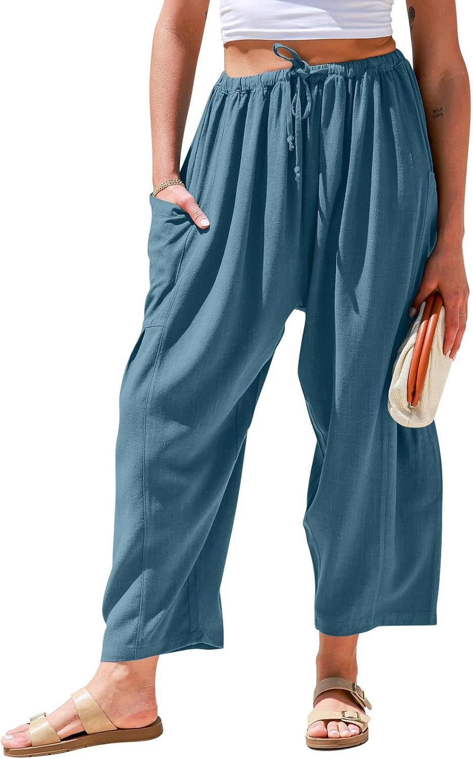 Top Choice TARSE Women's Linen Pants, Premium Wide Leg Pants for Casual Style, C...