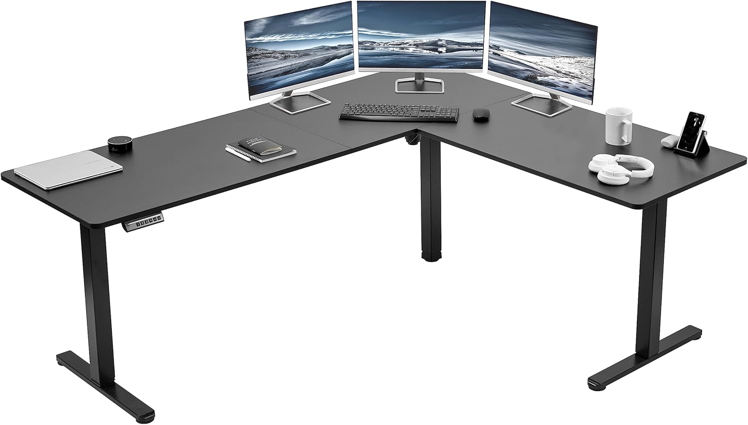 VIVO Electric Corner L-Shaped 75 x 63 in Standing Desk, Memory Height Adjustment...