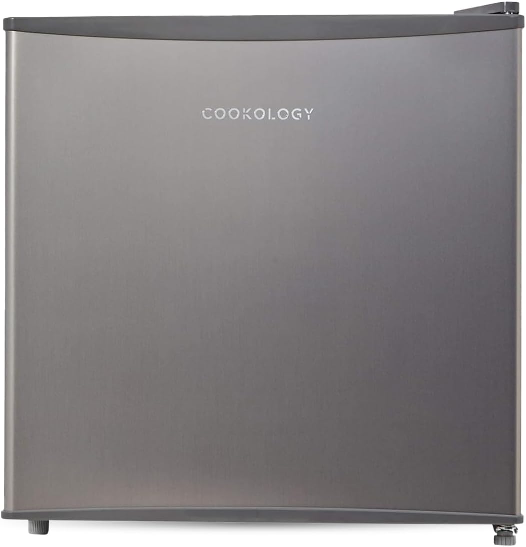 Cookology MFR45SS Small Table Top Mini Fridge in Silver - 45 Litre Capacity - Fo...
