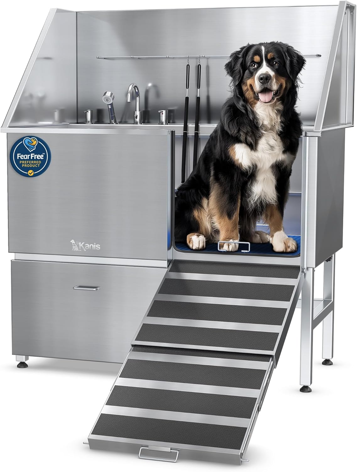 KANIS Professional Dog Washing Station - 304 Stainless Steel Pet Wash Sink & Gro...