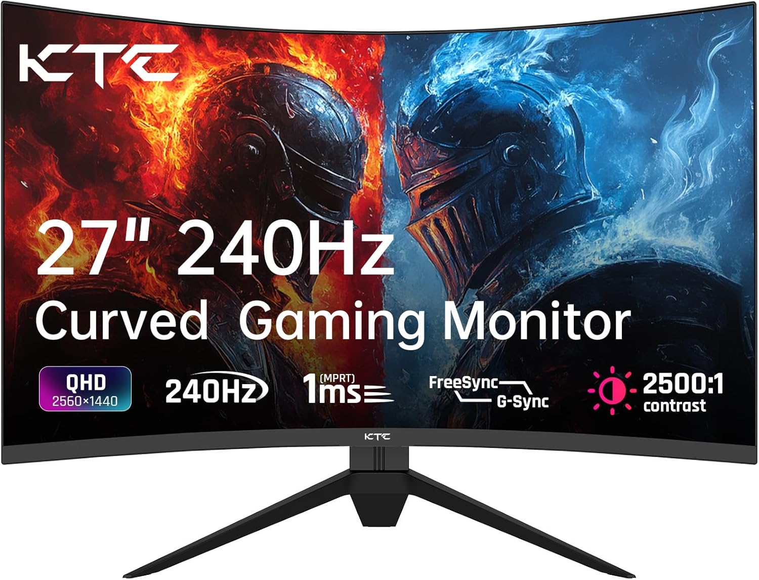 High-Performance KTC 27 Inch Curved Gaming Monitor, Exceptional Curved Monitor w...