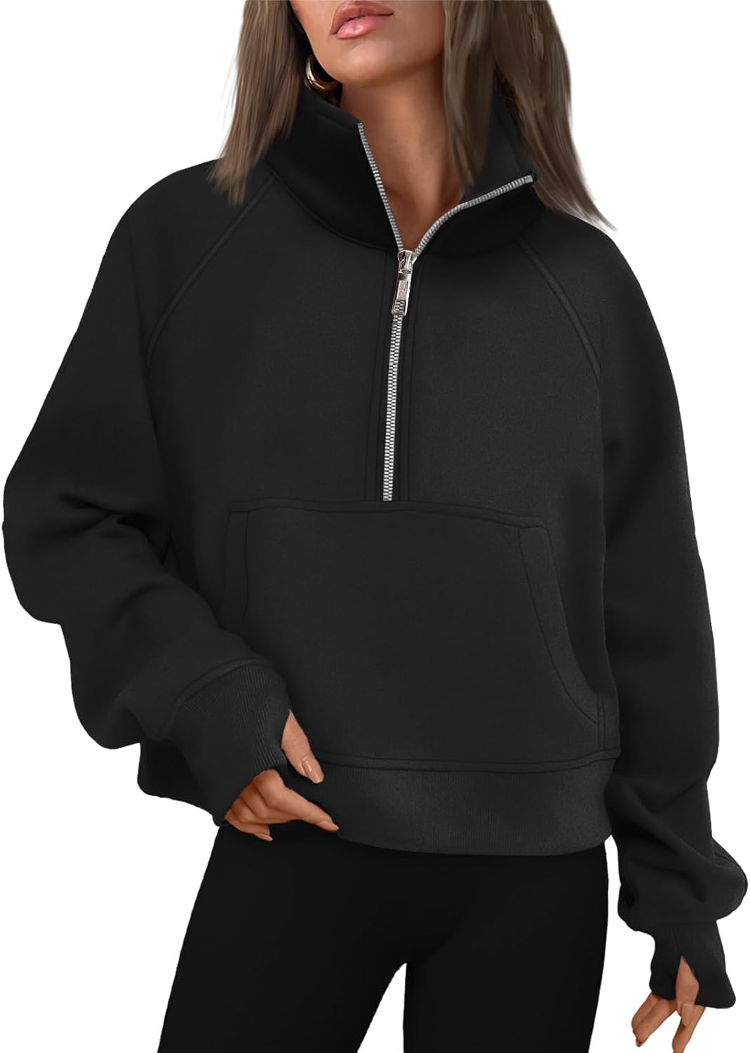 AUTOMET Women's Sweatshirts, Special Half Zip Cropped Pullover, Innovative Fleec...