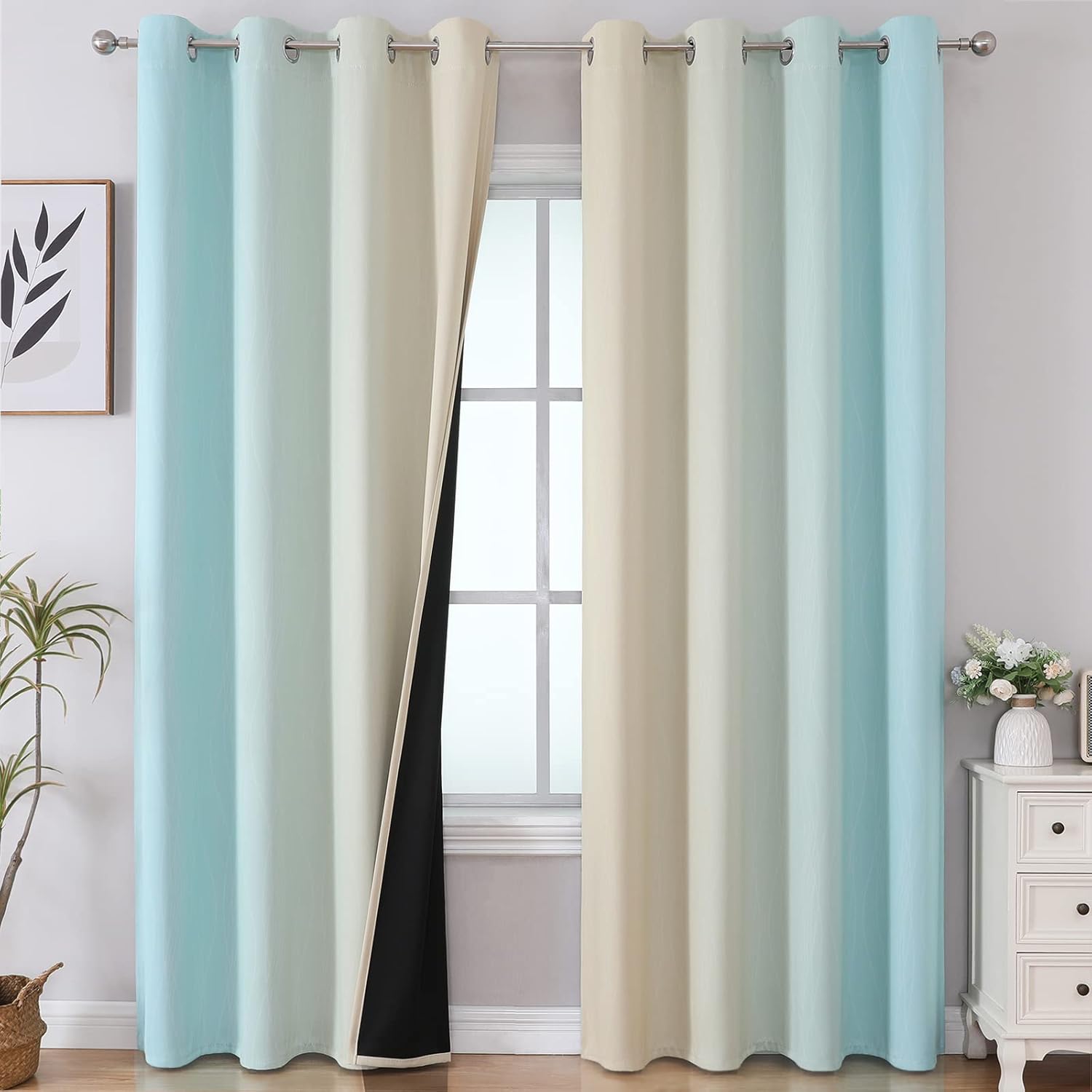 Estelar Textiler Curtains, Special Gradient Blackout Curtains 84 Inches Long, In...