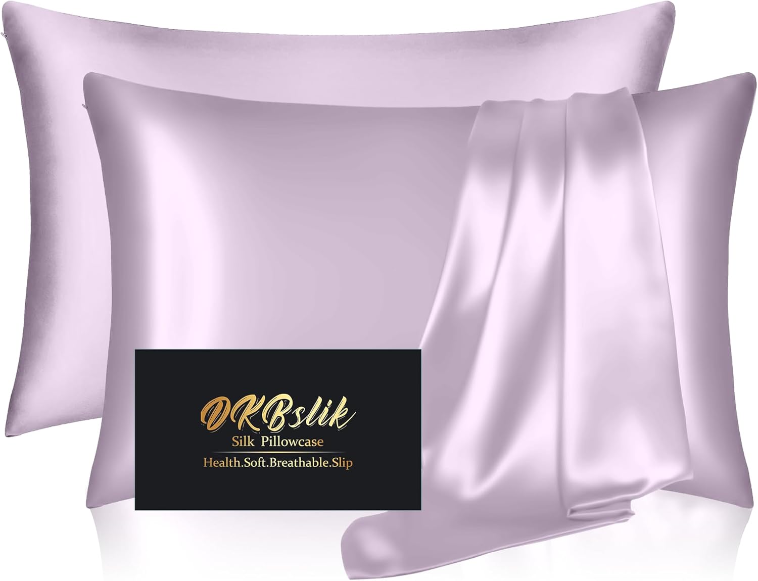 Silk Pillow Cases 2 Pack, Mulberry Silk Pillowcases Standard Set of 2, Smooth, A...