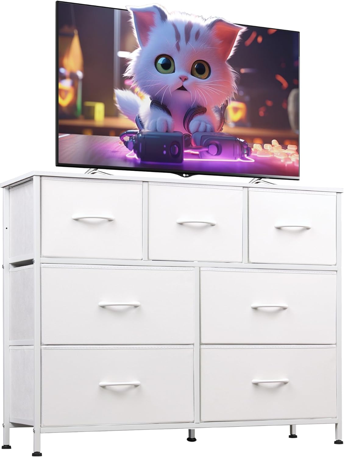 WLIVE 7 Drawer Dresser TV Stand, Dressers for Bedroom, Fabric Storage Tower, Hal...