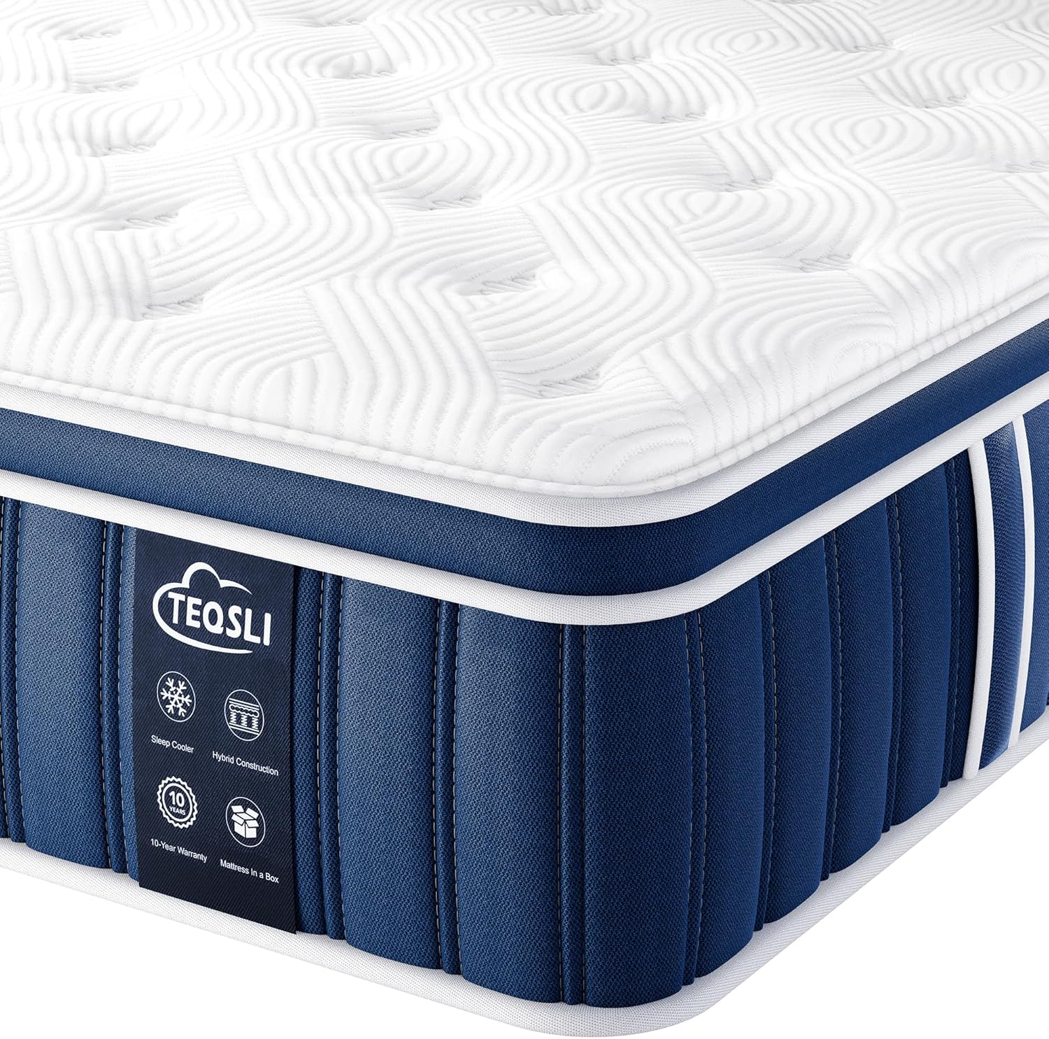 TeQsli 4FT Small Double Mattress, 10.6 Inch Memory Foam Sprung Hybrid Mattress 9...