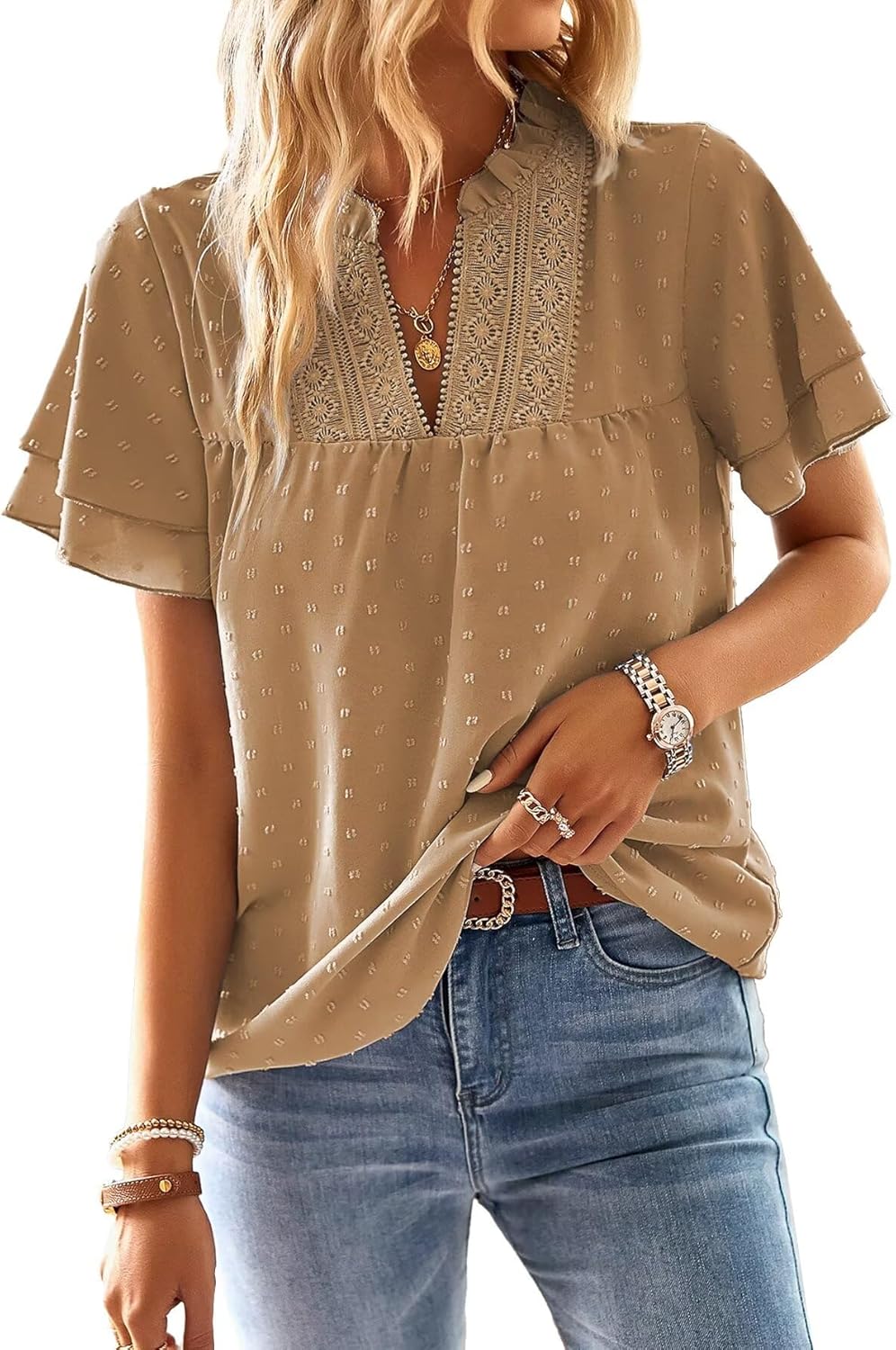 Stylish Womens Tops, Premium V Neck Blouses For Women, Fashionable Dressy Casual...