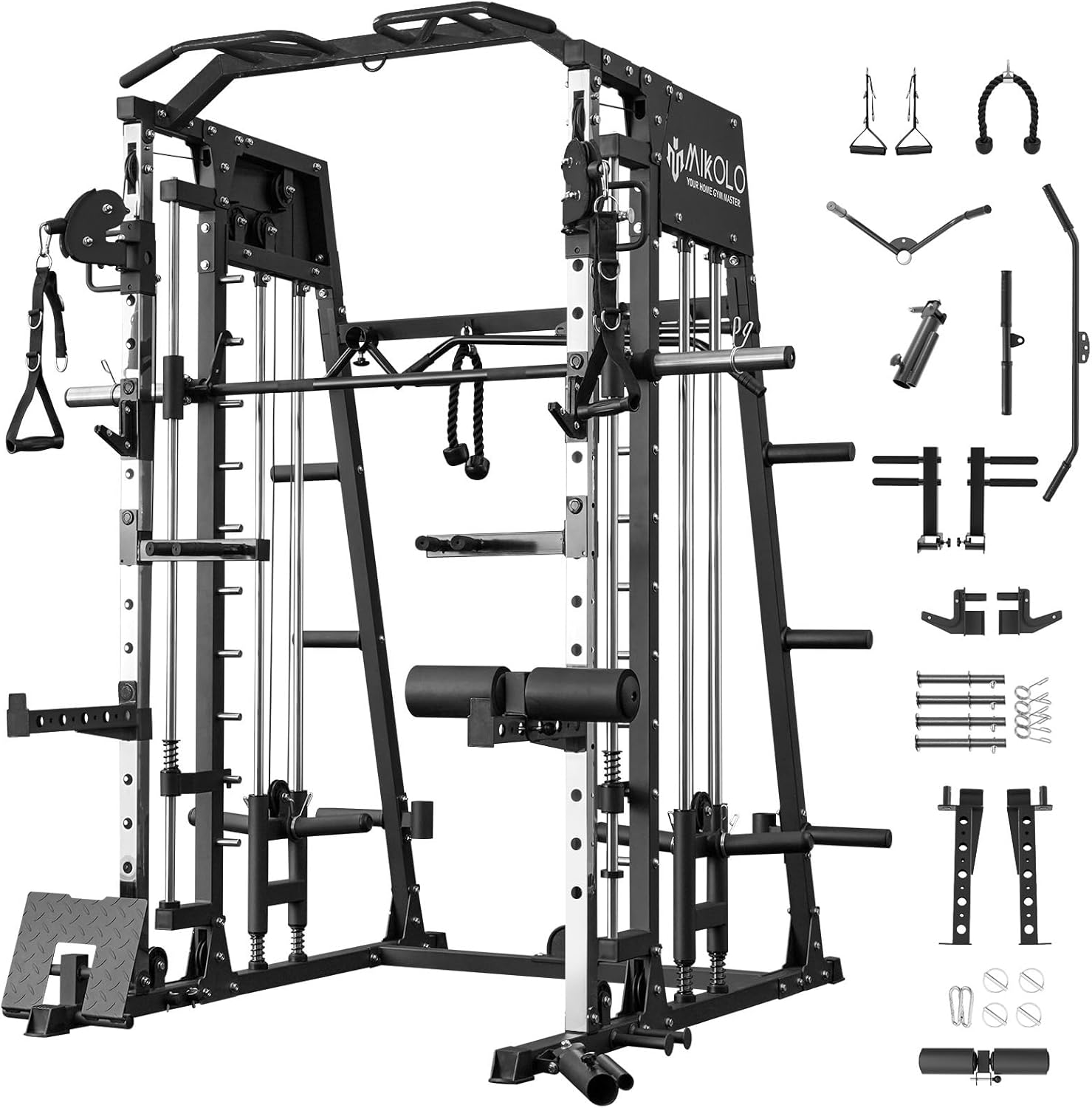 High-Quality Mikolo Smith Machine, Powerful Squat Rack for 2200lbs Capacity, Eff...