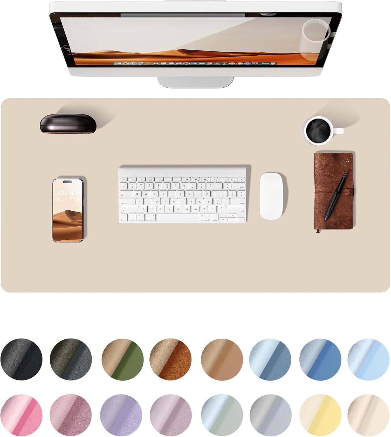 YSAGi Leather Desk Pad Protector, Office Desk Mat, Large Mouse Pad, Non-Slip PU...
