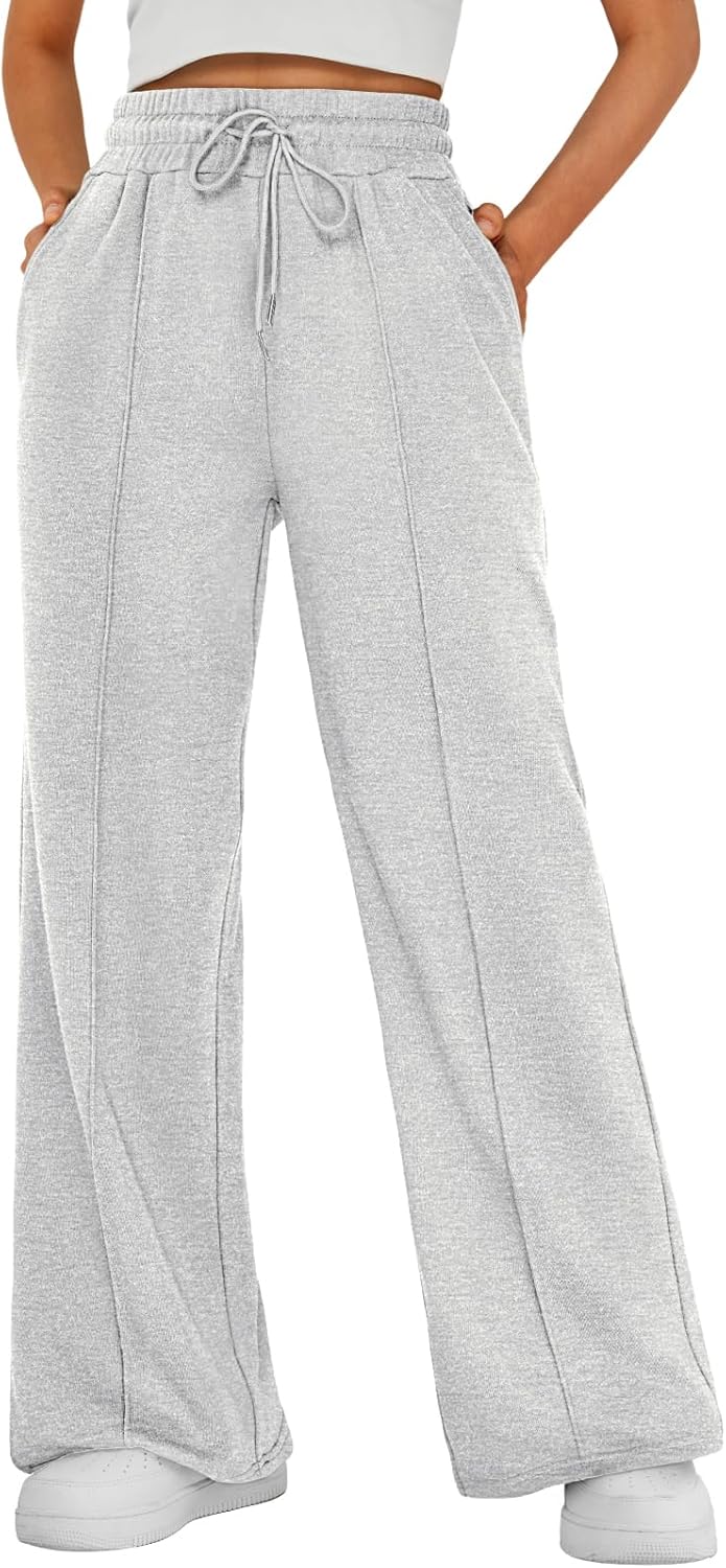 AUTOMET Womens Wide Leg Sweatpants High Waisted Baggy Pants Drawstring Athletic...