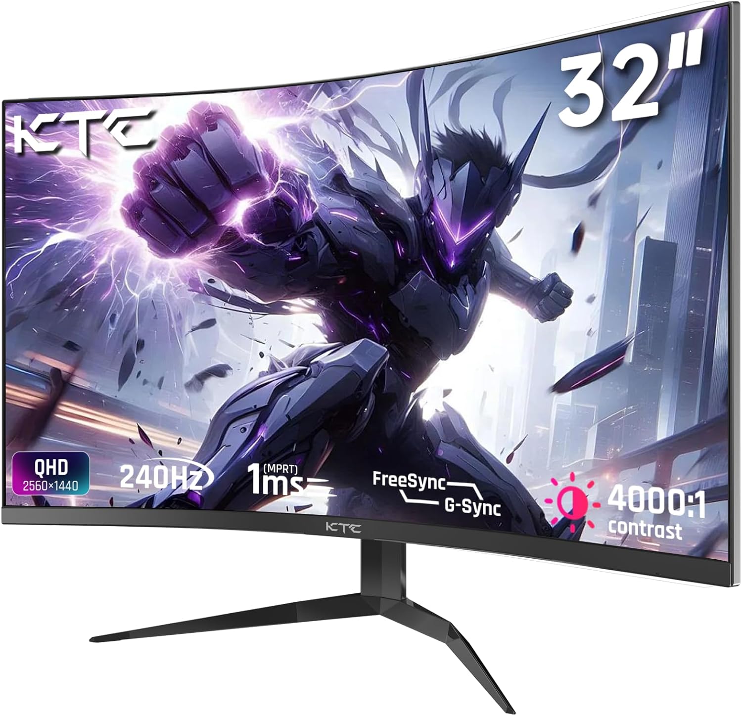 KTC 32Inch 240Hz Curved Gaming Monitor, 1000R VA, QHD(2560x1440p), 4000:1 Contra...