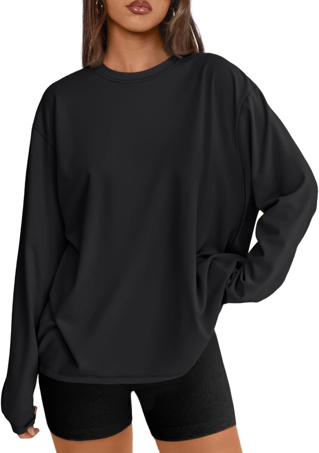Trendy Queen Luxury Womens Oversized T-Shirts, Premium Long Sleeve Crewneck Tee,...