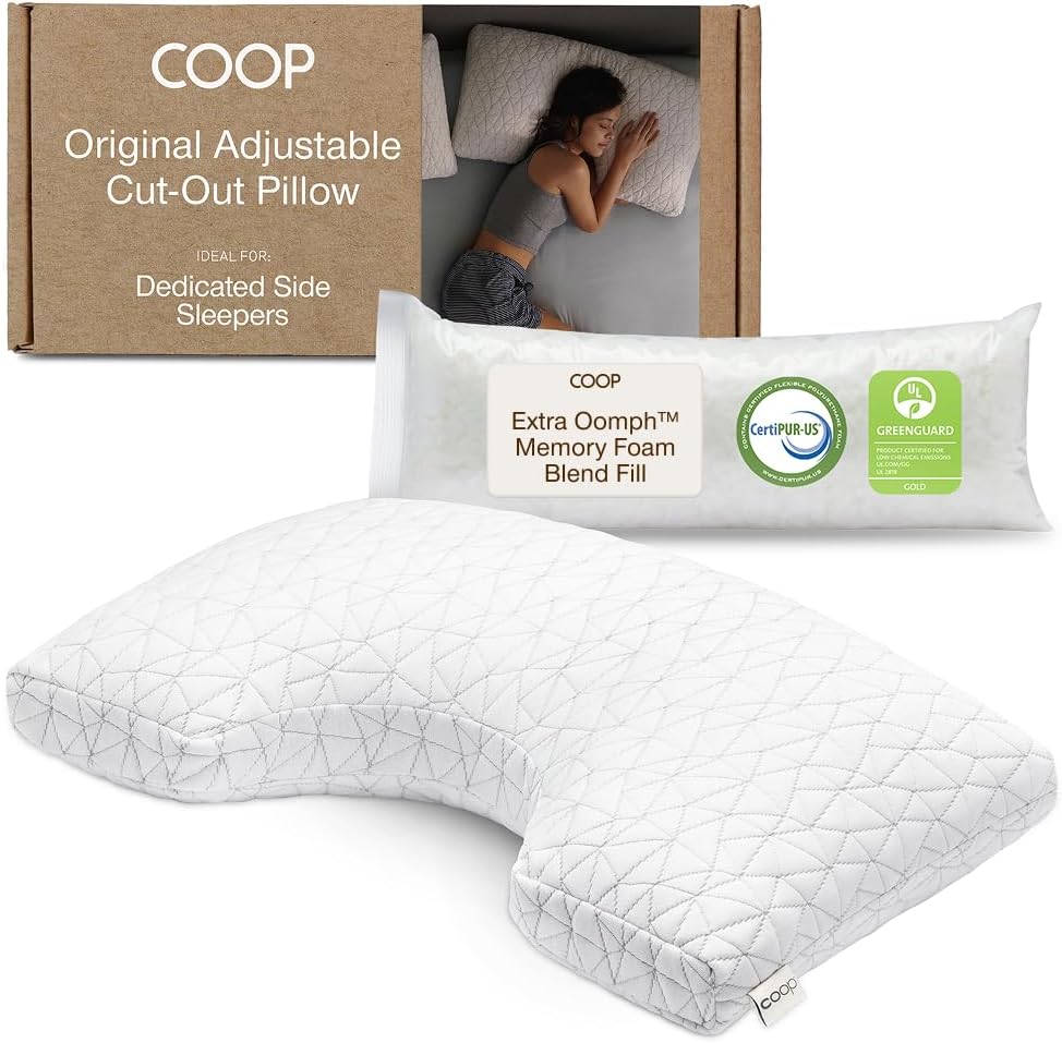 Coop Home Goods Original Cut-Out Adjustable Pillow, Queen Size Bed Pillows for N...