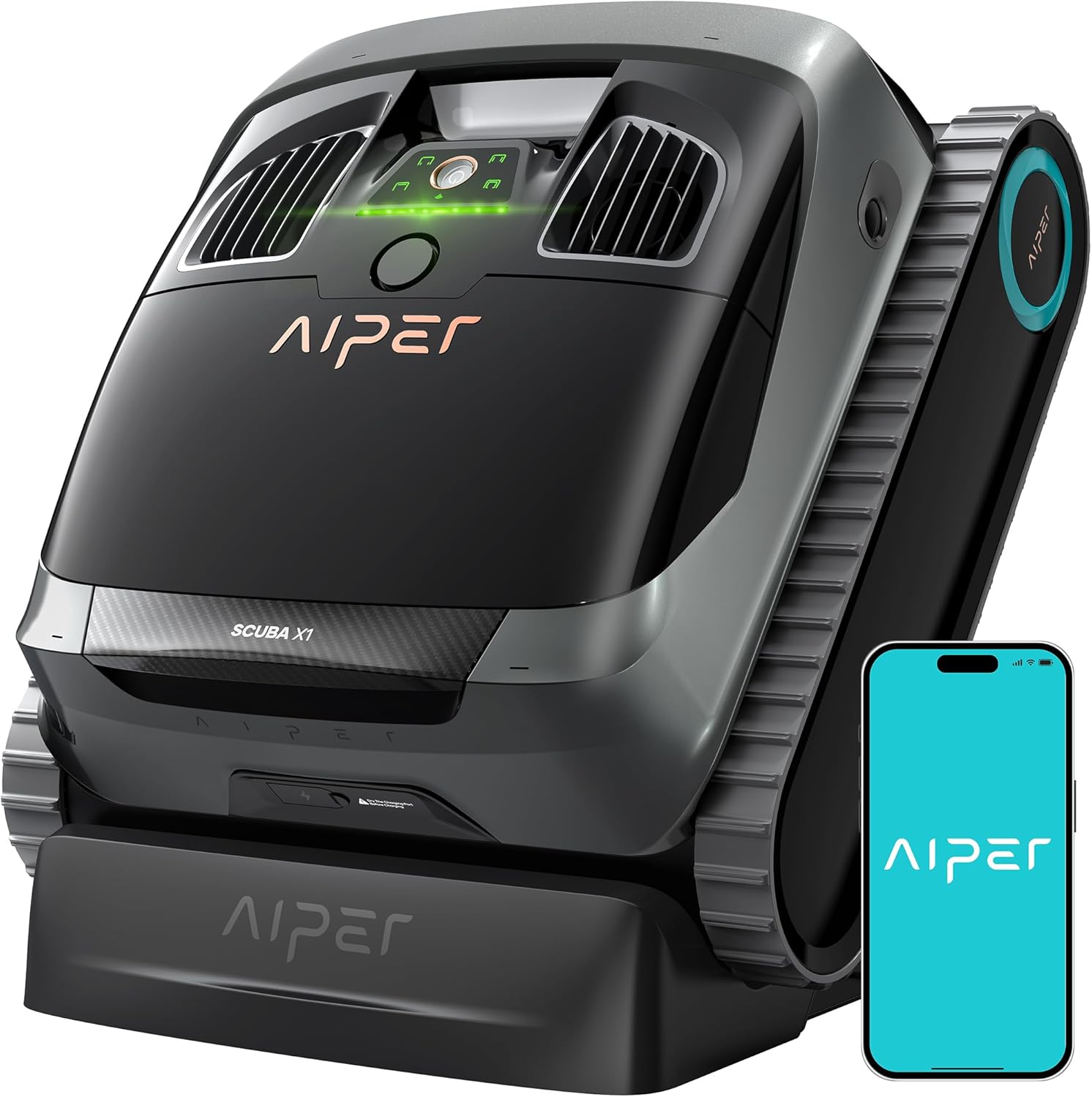 AIPER Scuba X1 Cordless Robotic Pool Cleaner, Upgraded Battery Life and Cross Pa...