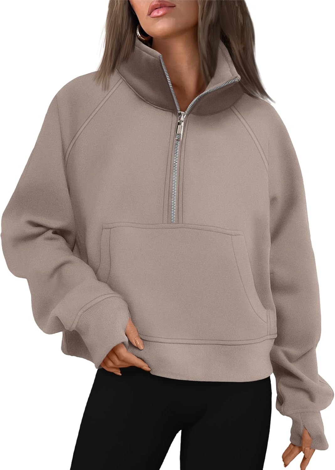 AUTOMET Womens Quarter Zipper Sweatshirts, Special Cropped Pullover Fleece, Fash...