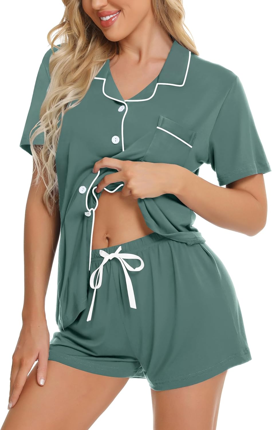 Comfortable SWOMOG Womens Pajamas Set, High-Quality Button Down Sleepwear for Wo...
