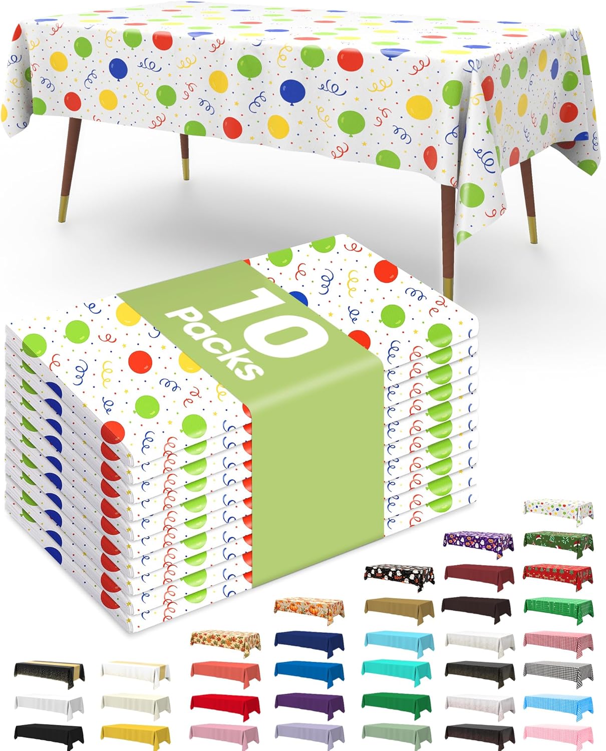 High-Quality Pureegg Plastic Table Cloth Disposable, Special 10 Pack Table Cloth...
