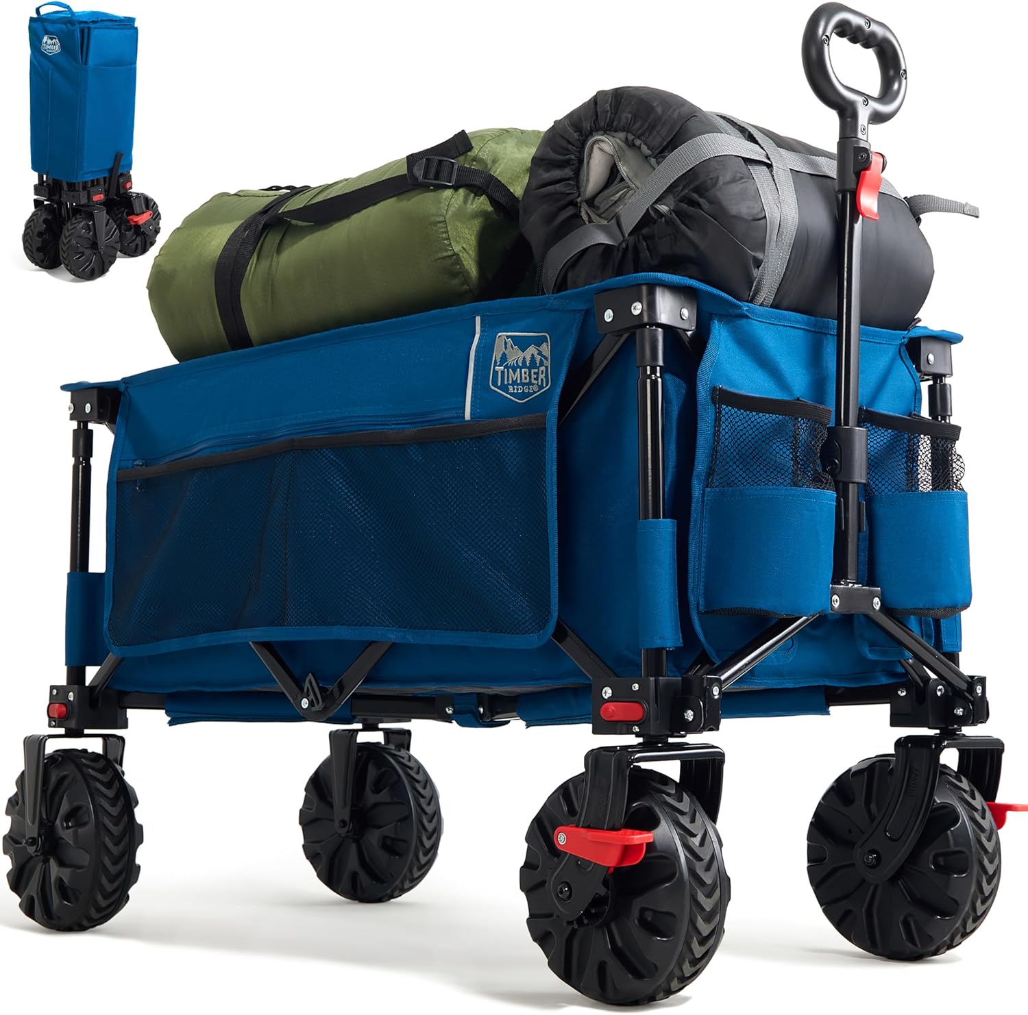 TIMBER RIDGE Festival Trolley on Wheels with Brakes, 200L Folding Camping Beach...