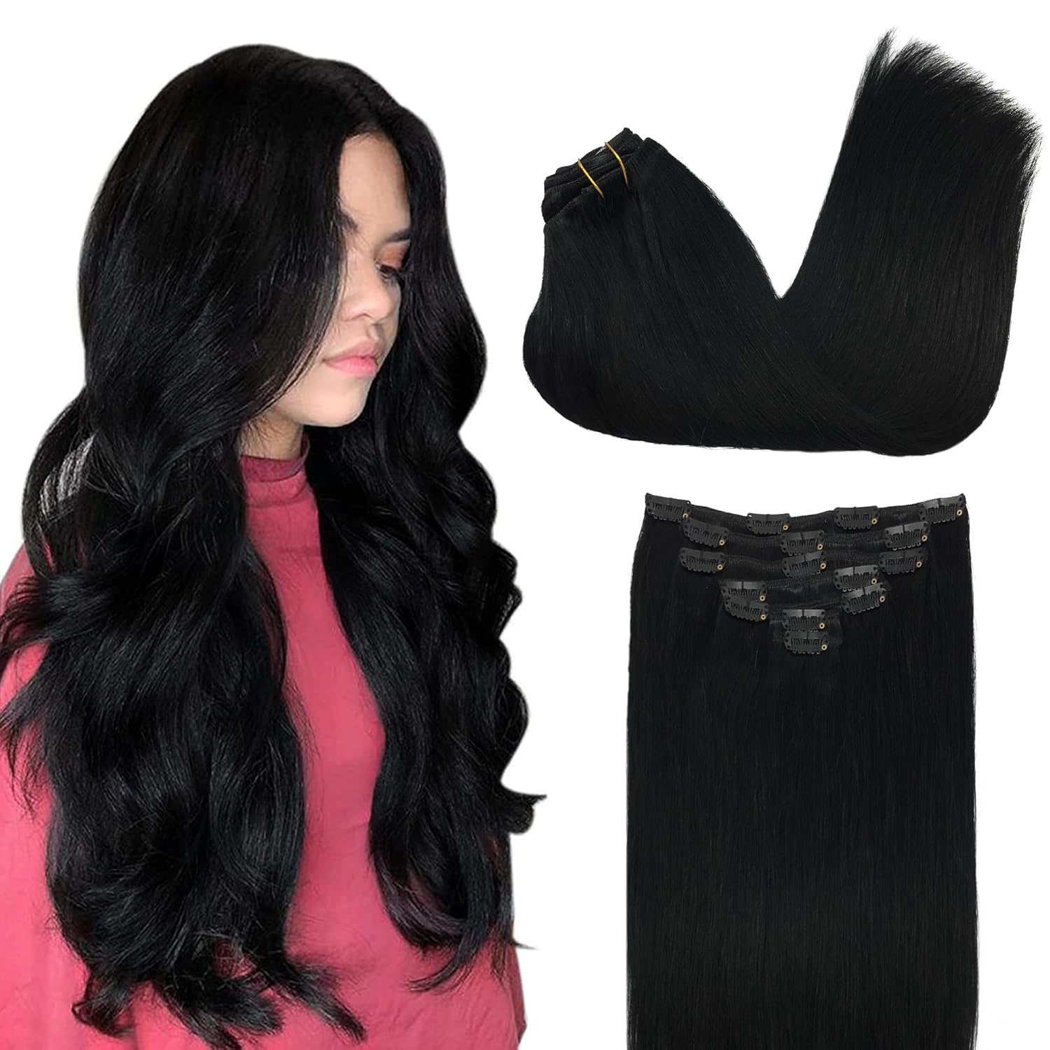 Premium GOO GOO Clip in Hair Extensions, Luxurious Real Human Hair, Remy Human H...