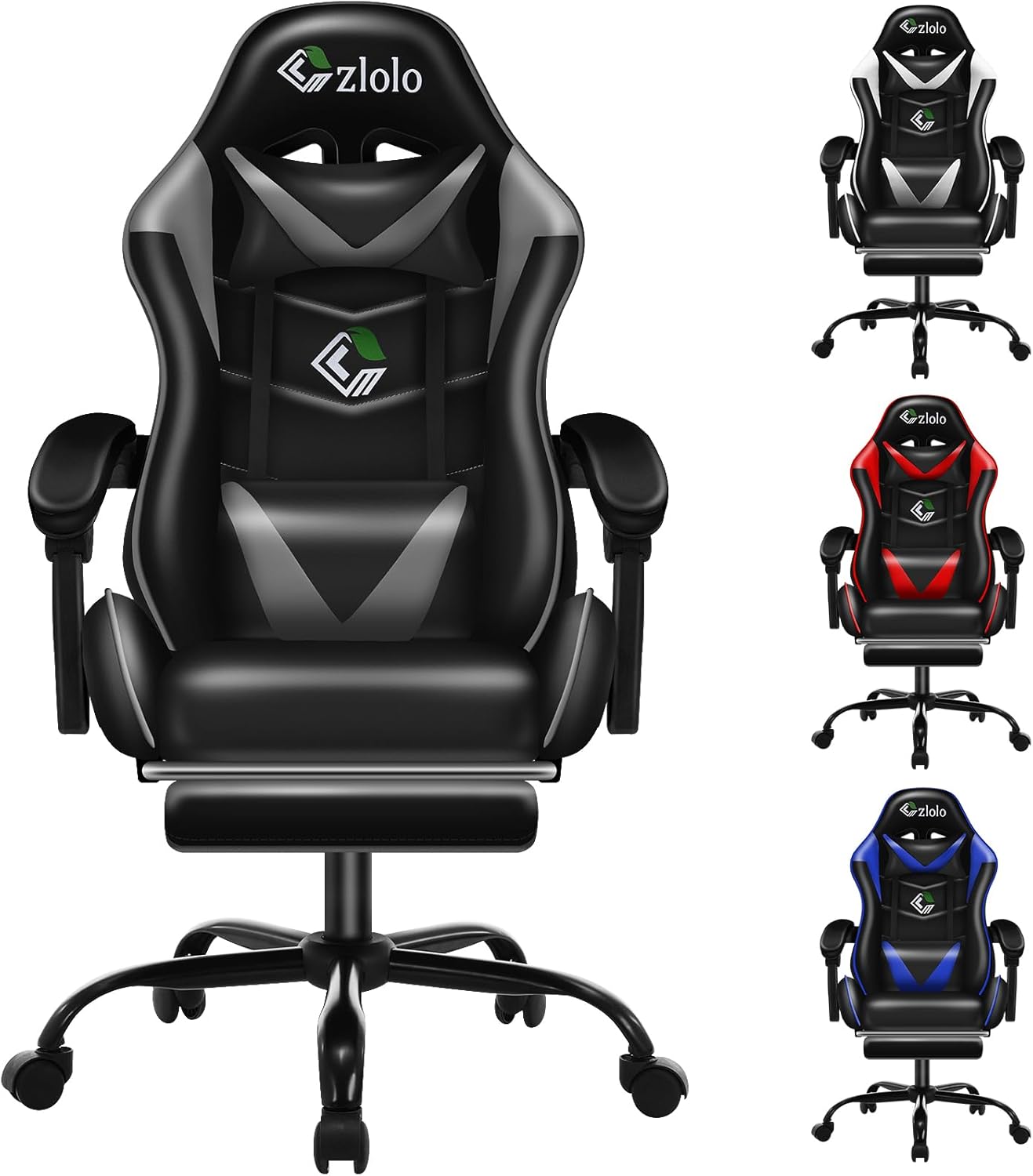 High-Quality Gaming Chair, Special Racing Style Chair with Footrest, Unique Lumb...